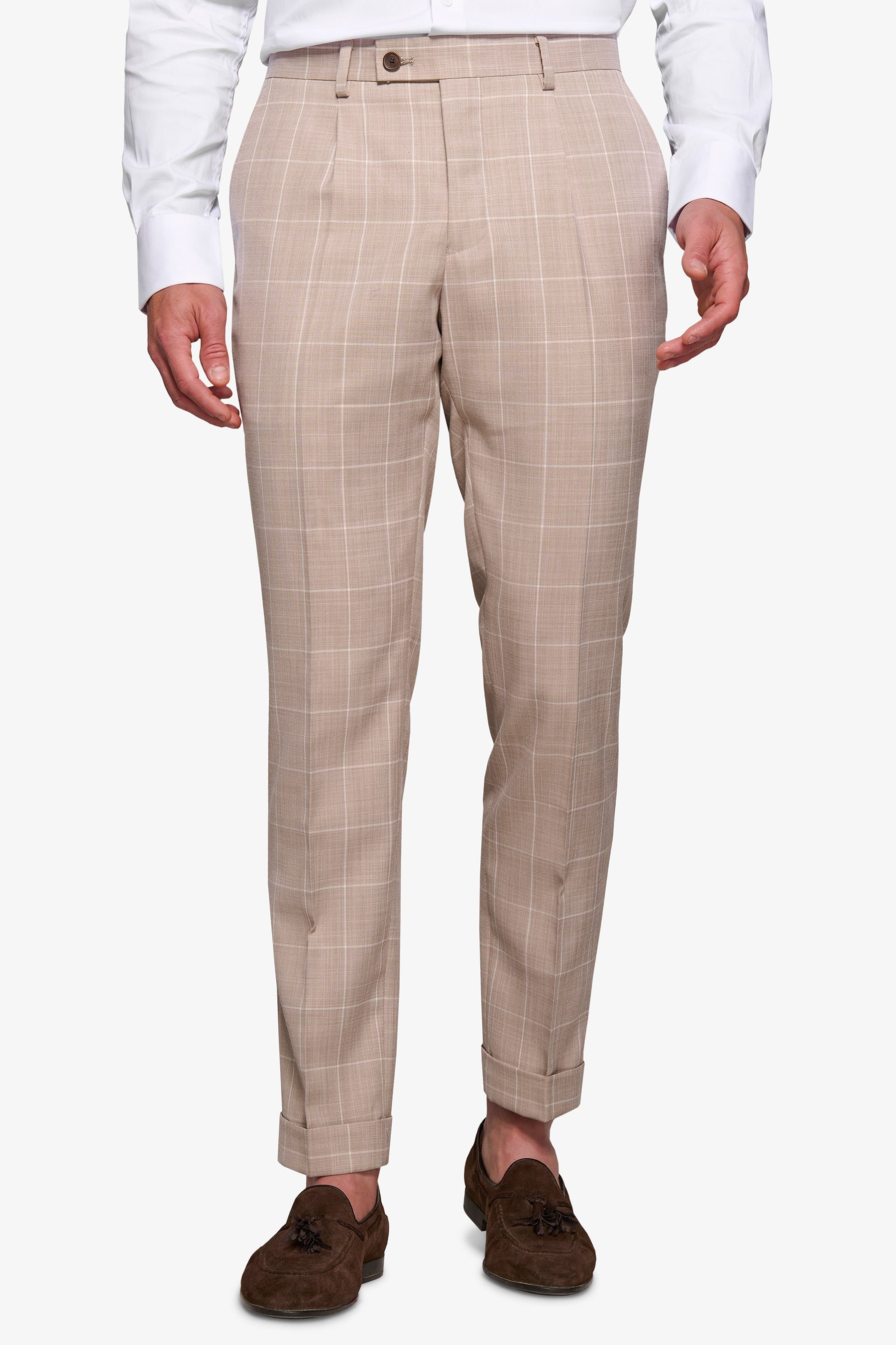 Pantalone da abito finestrato beige-Dan John
