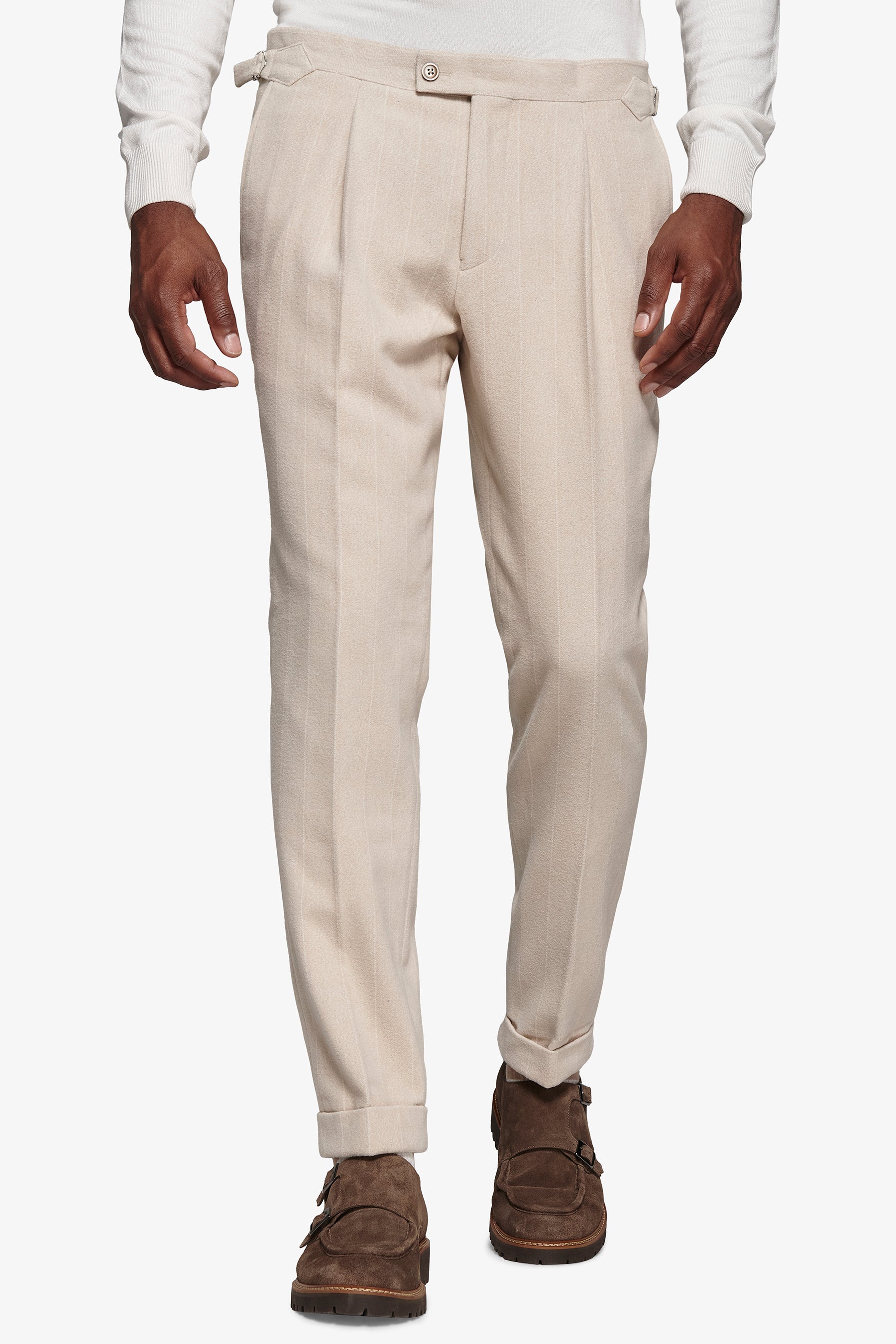 Pantaloni da abito gessato panna-Dan John