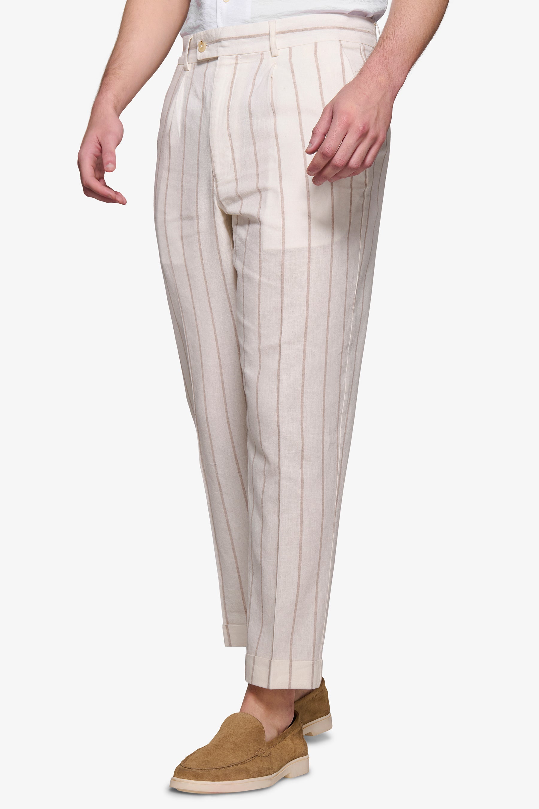 Pantalone da abito gessato panna "Capri"-Dan John