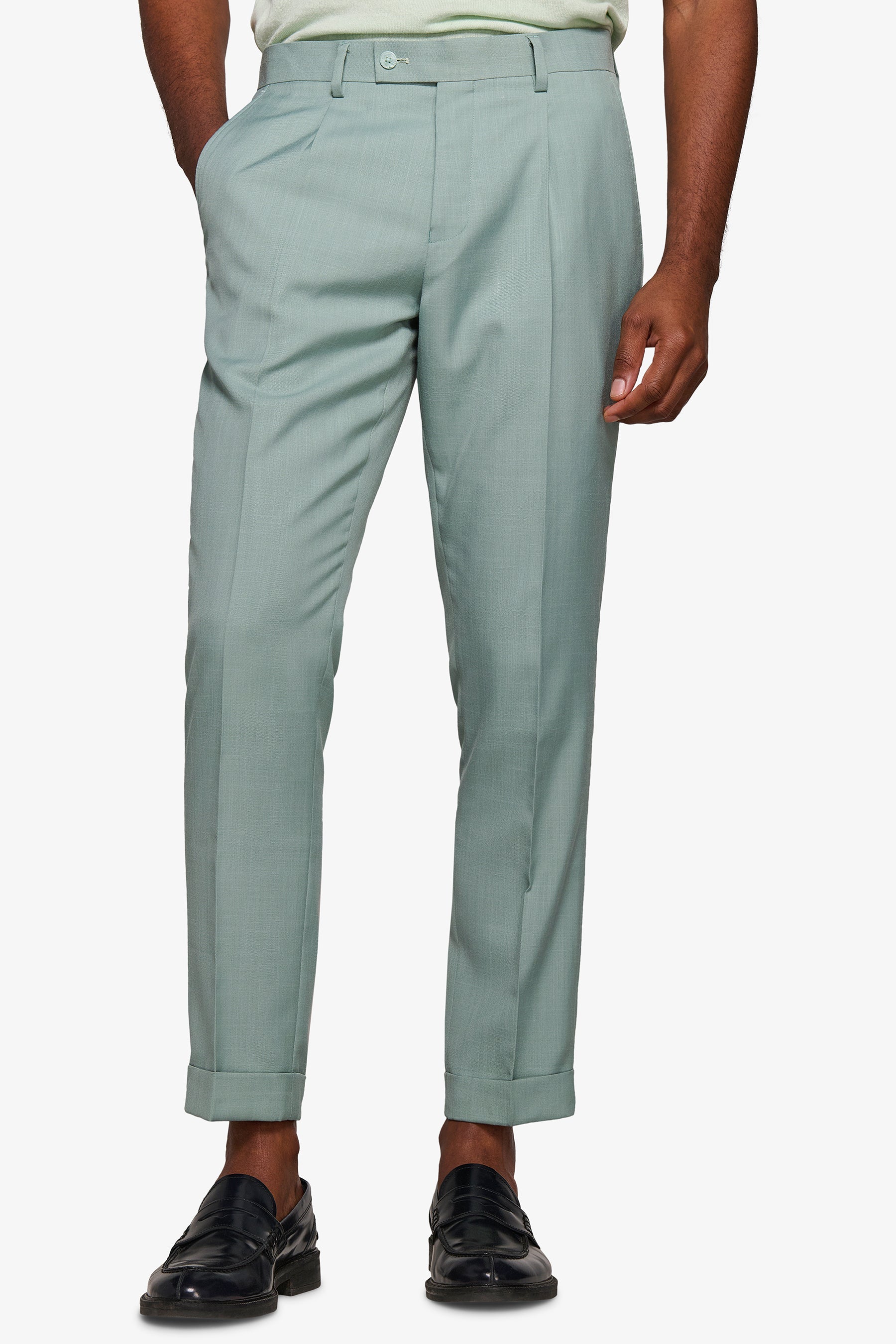 Pantalone da abito in grisaglia menta-Dan John