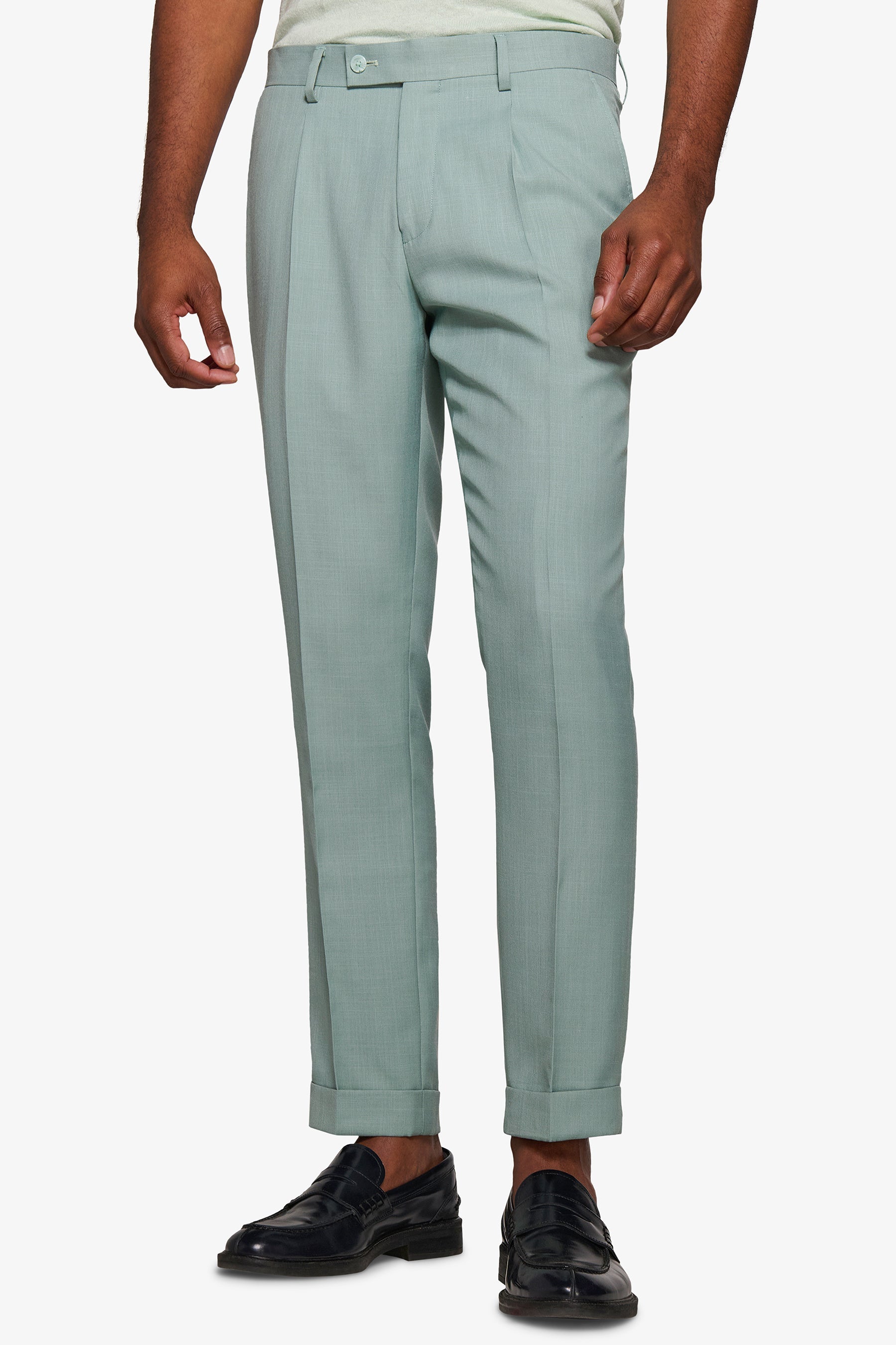 Pantalone da abito in grisaglia menta-Dan John