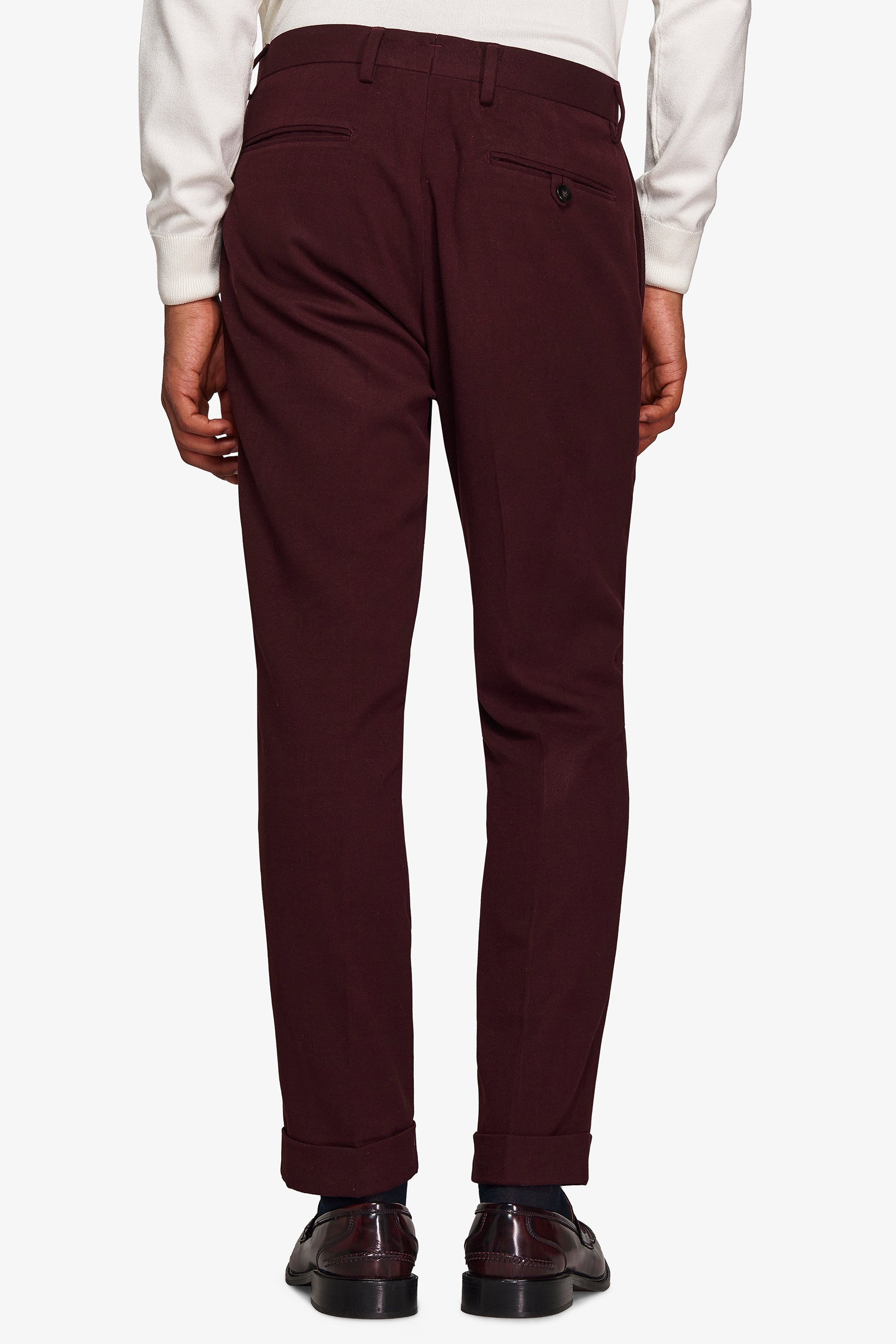 Pantaloni da abito in panno bordeaux slim-Dan John