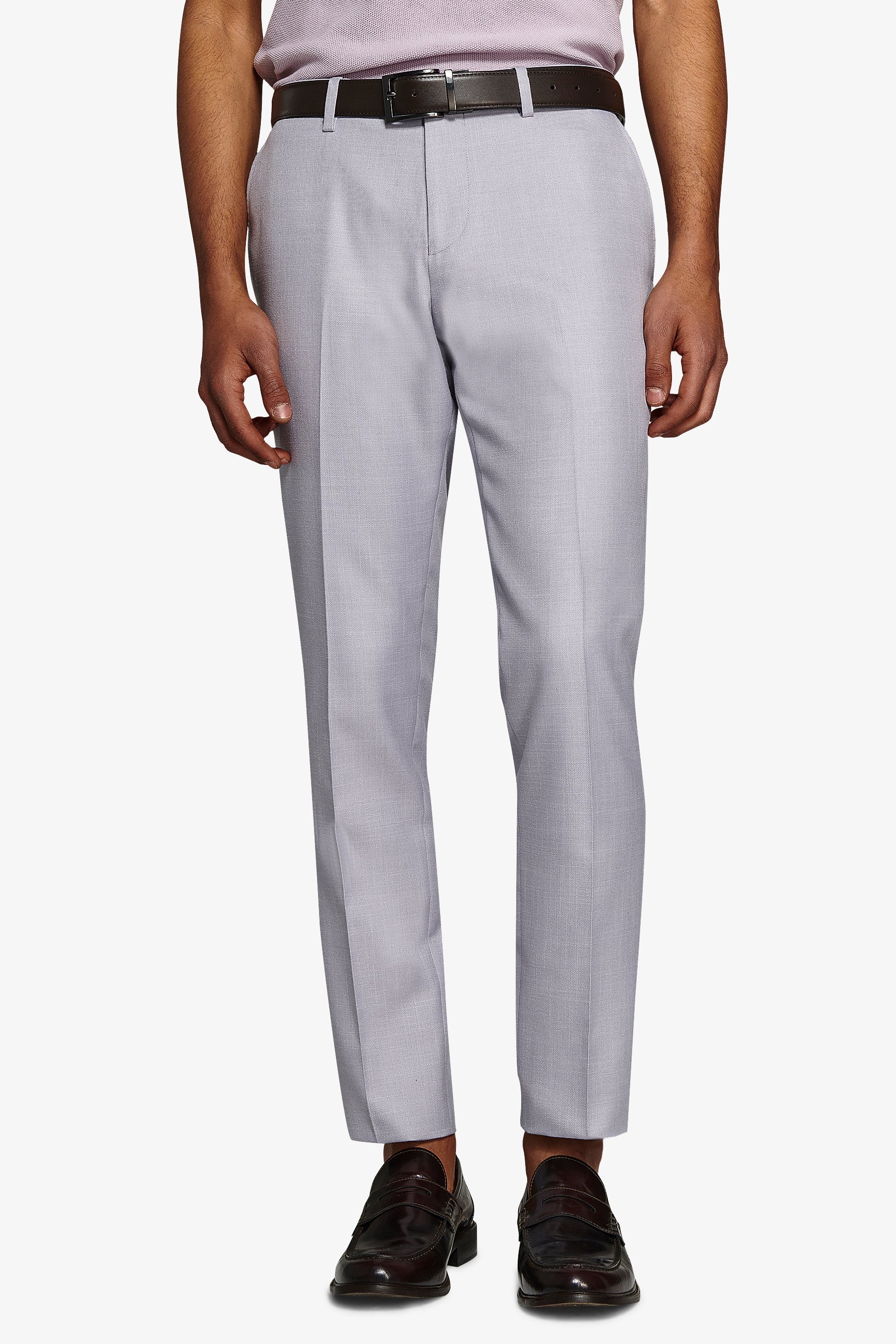 Pantalone da abito misto lino fiammato lavanda slim-Dan John