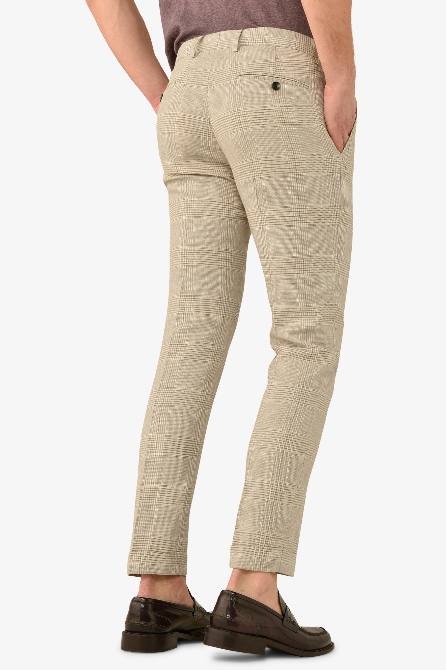 Pantalone da abito principe di galles sabbia slim-Dan John