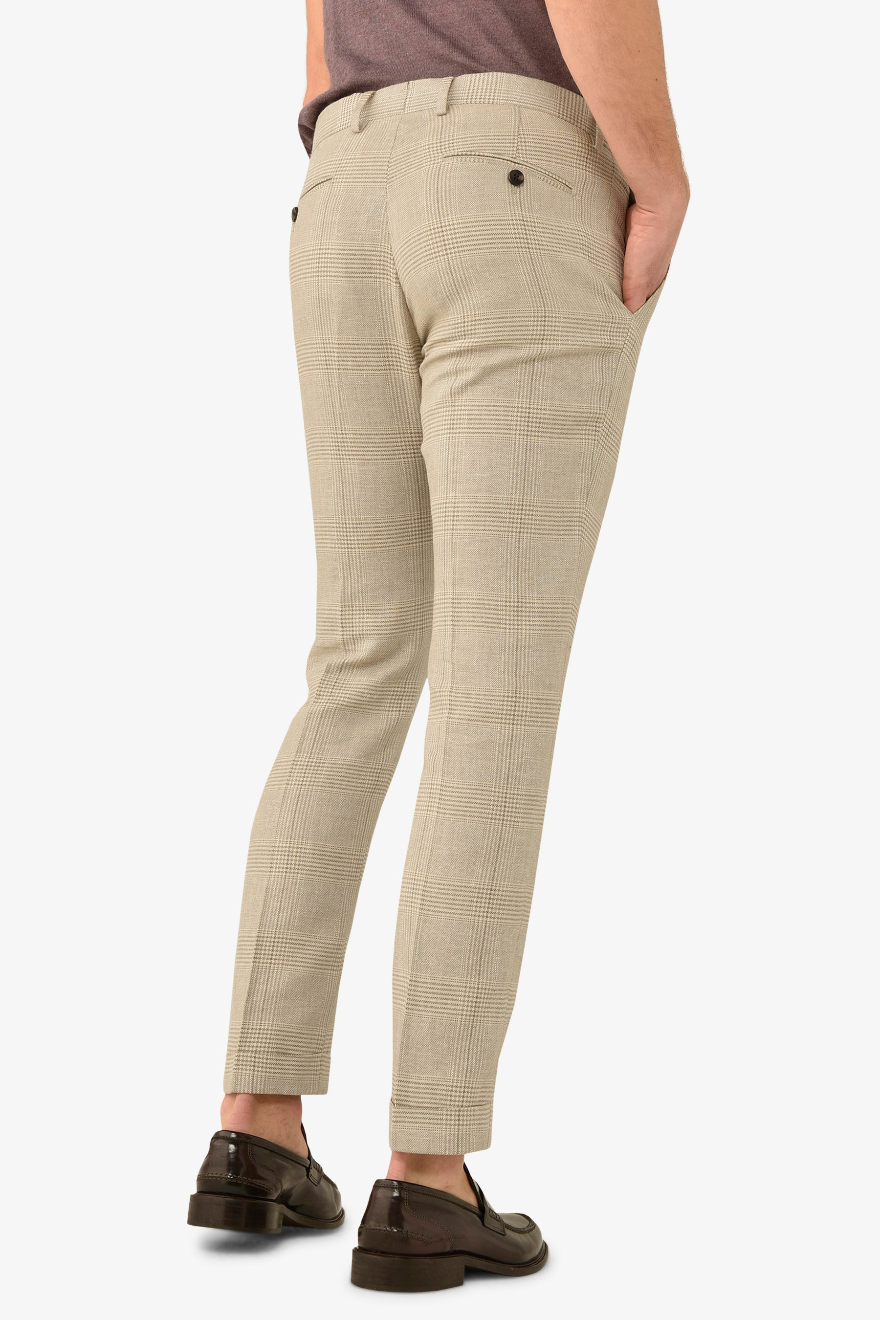 Pantalone da abito principe di galles sabbia slim-Dan John