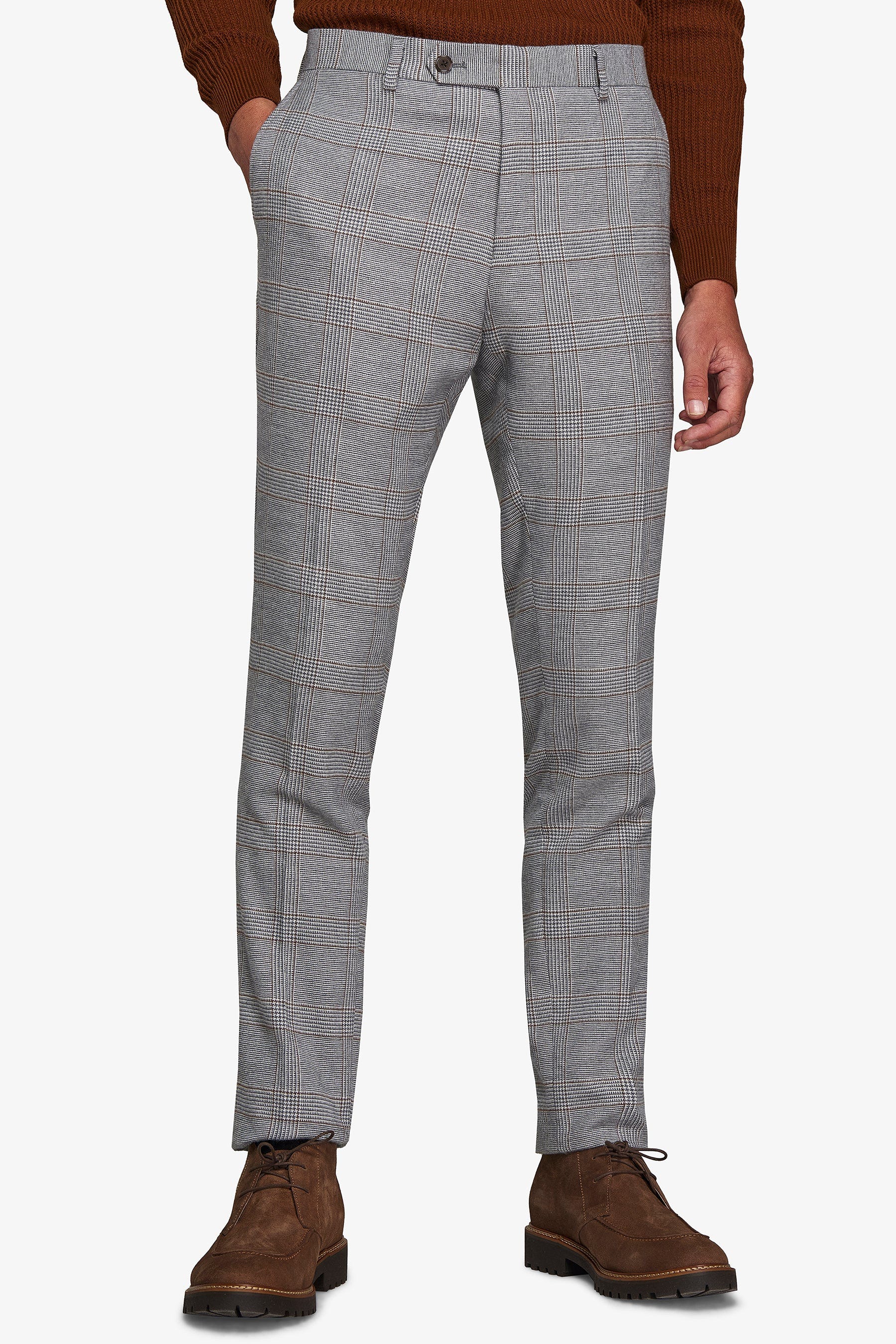 Pantaloni da abito principe di galles tortora-Dan John