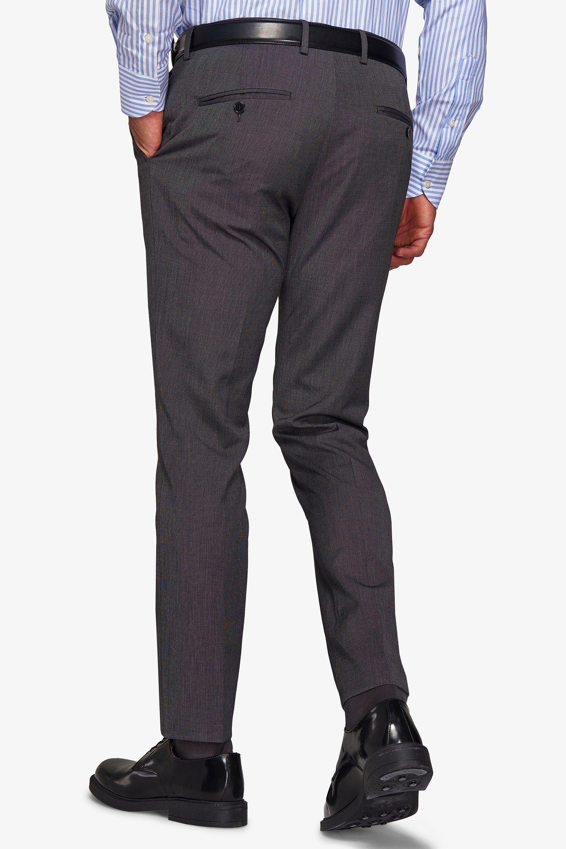 Pantaloni da abito trama punto a spillo antracite slim-Dan John