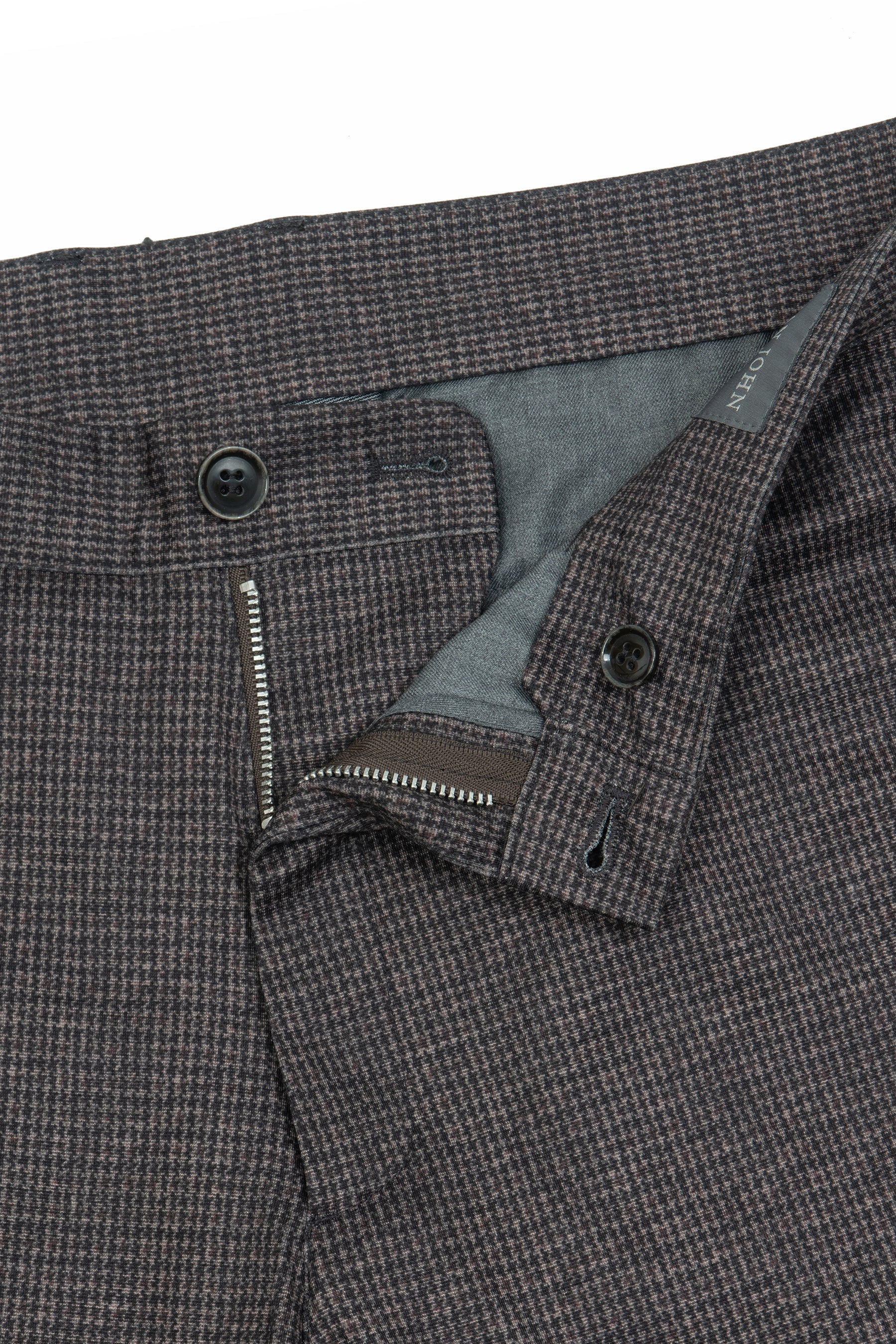 Pantaloni in jersey stretch pied de poule marrone-Dan John