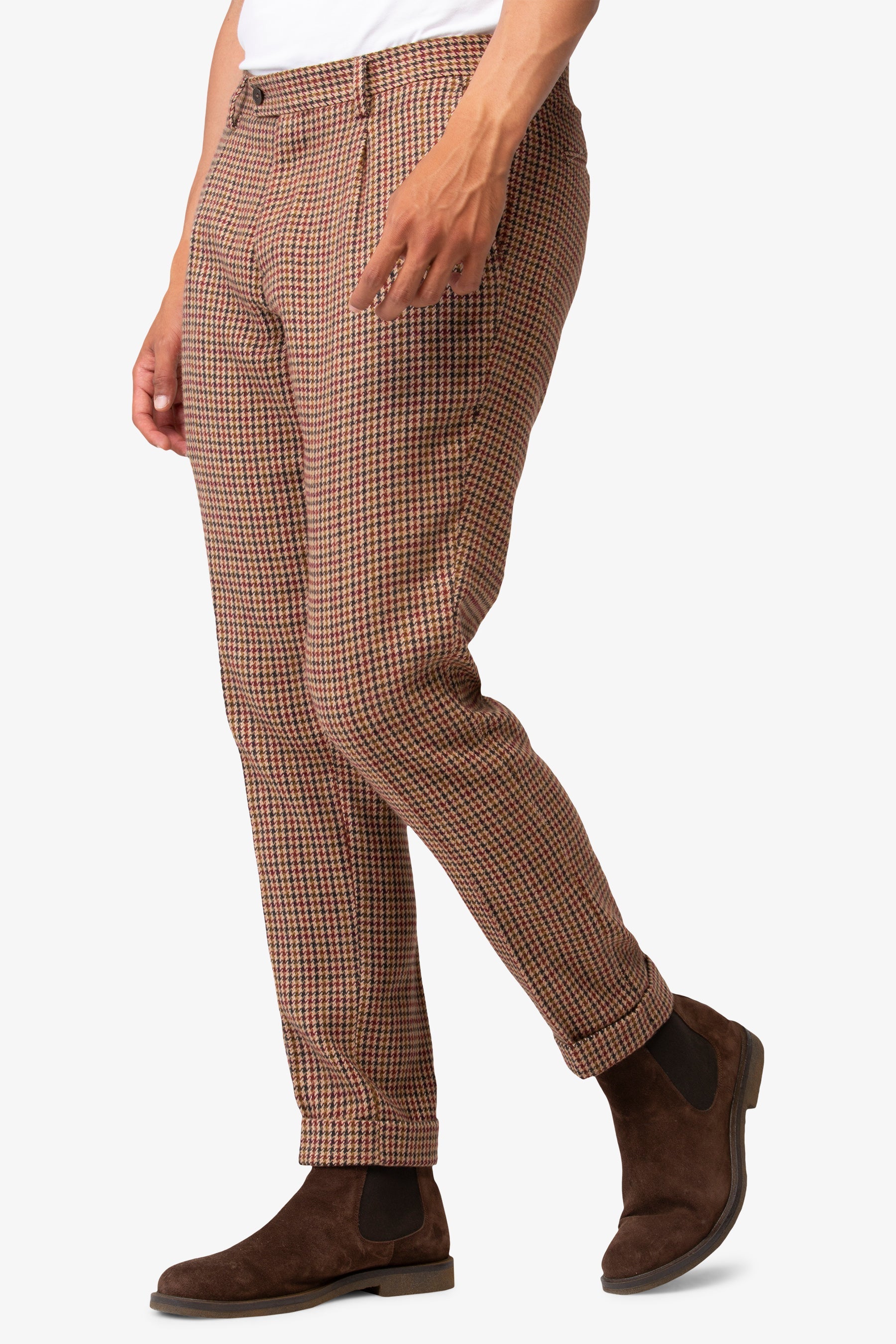 Pantalone pied de poule marrone-Dan John