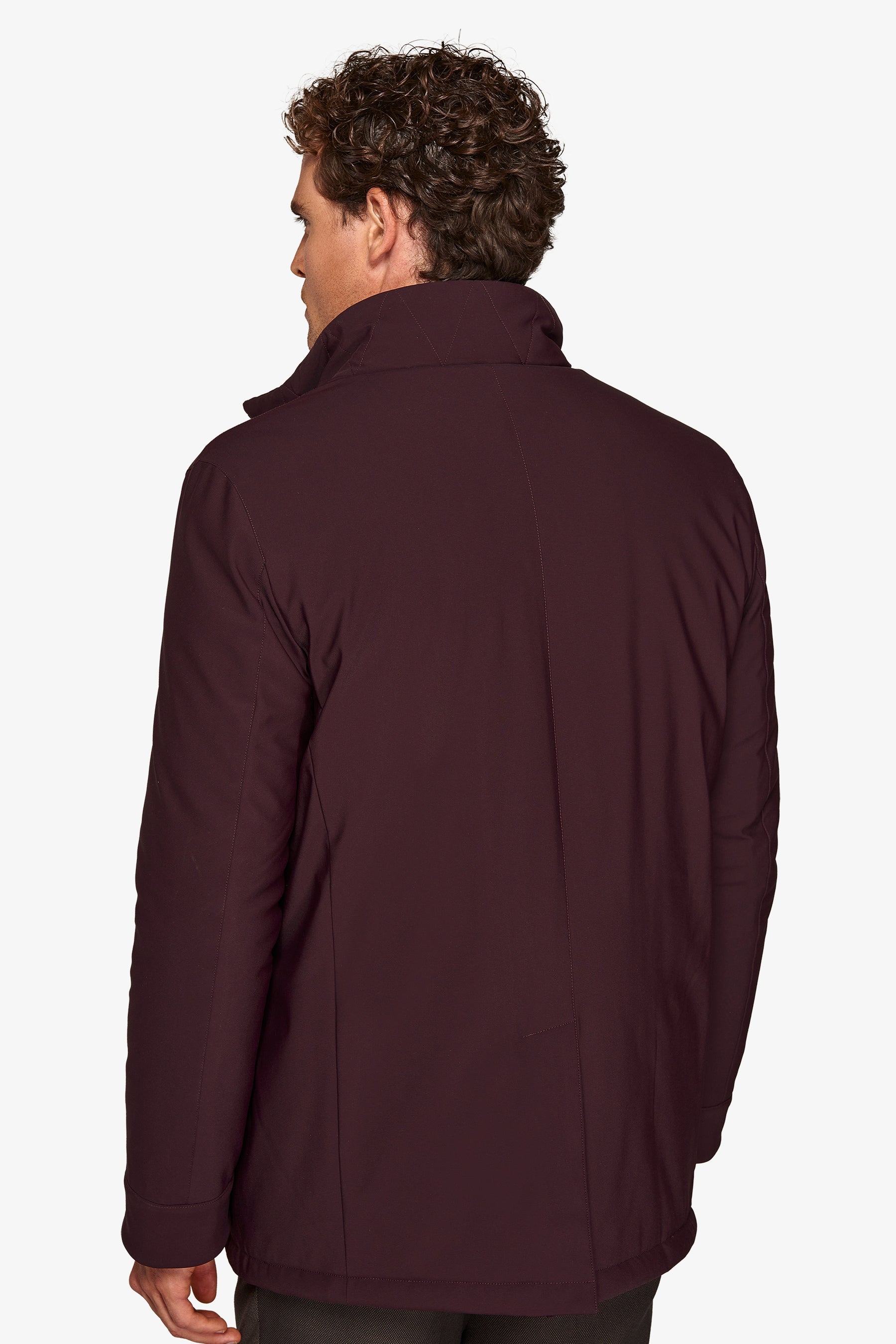 Peacoat doppiopetto trapuntato bordeaux-Dan John