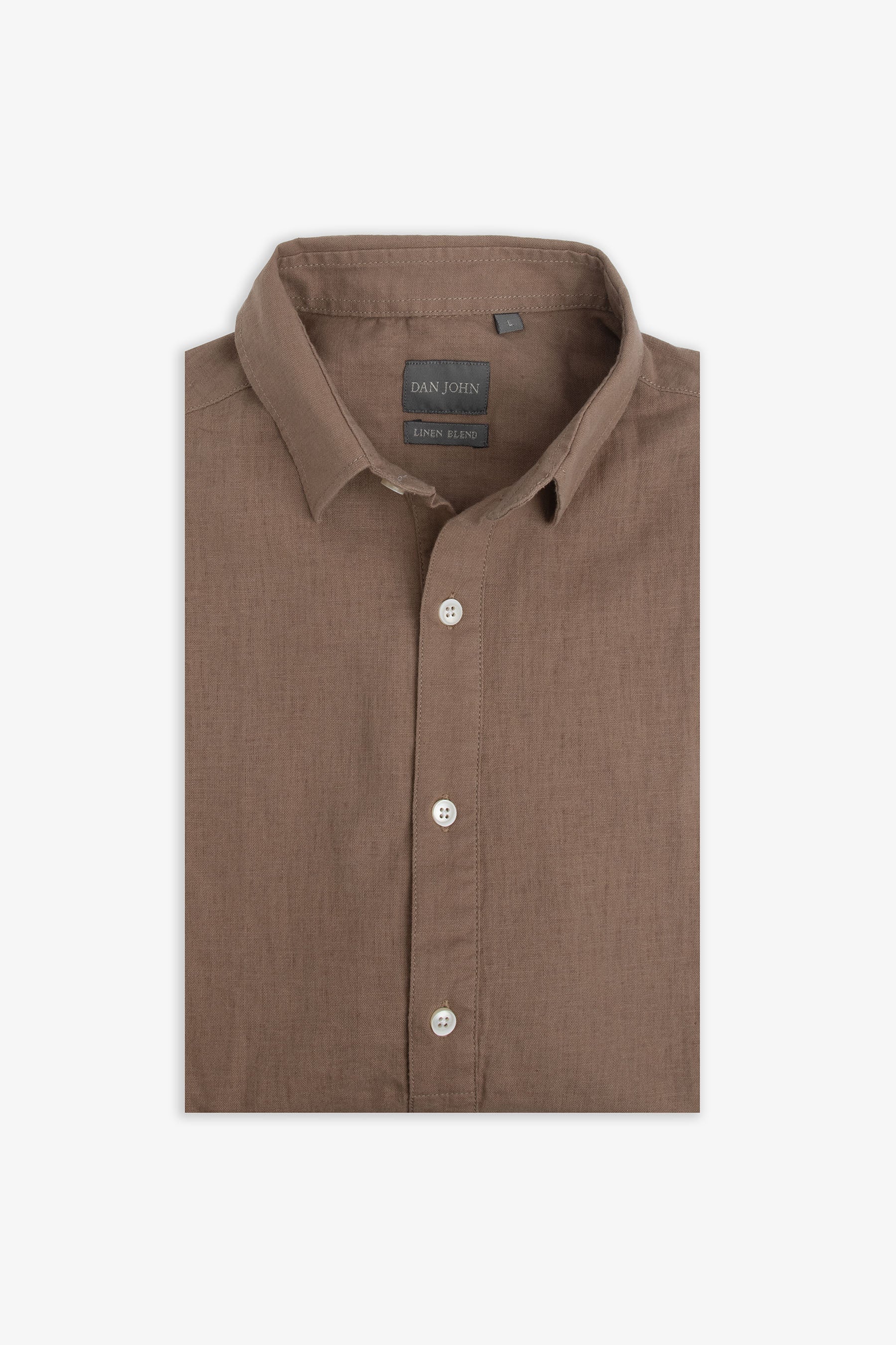 Polo camicia misto lino marrone melange-Dan John