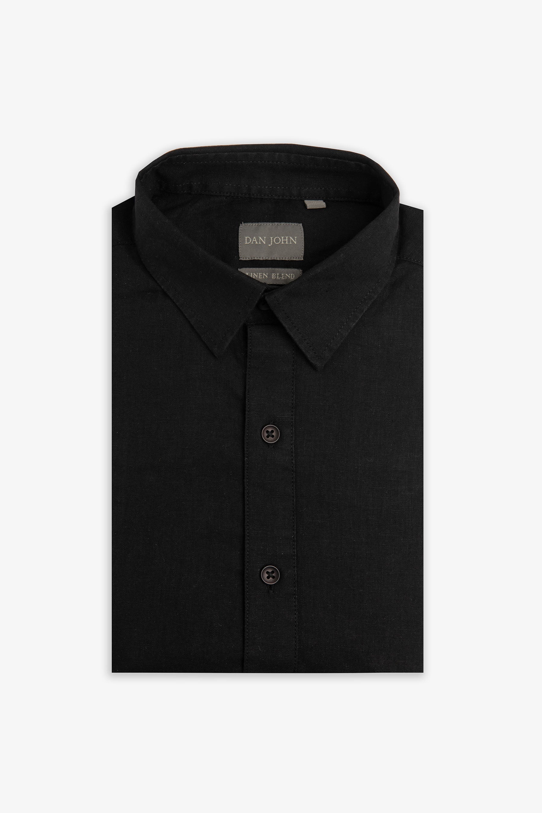 Polo camicia misto lino nero-Dan John