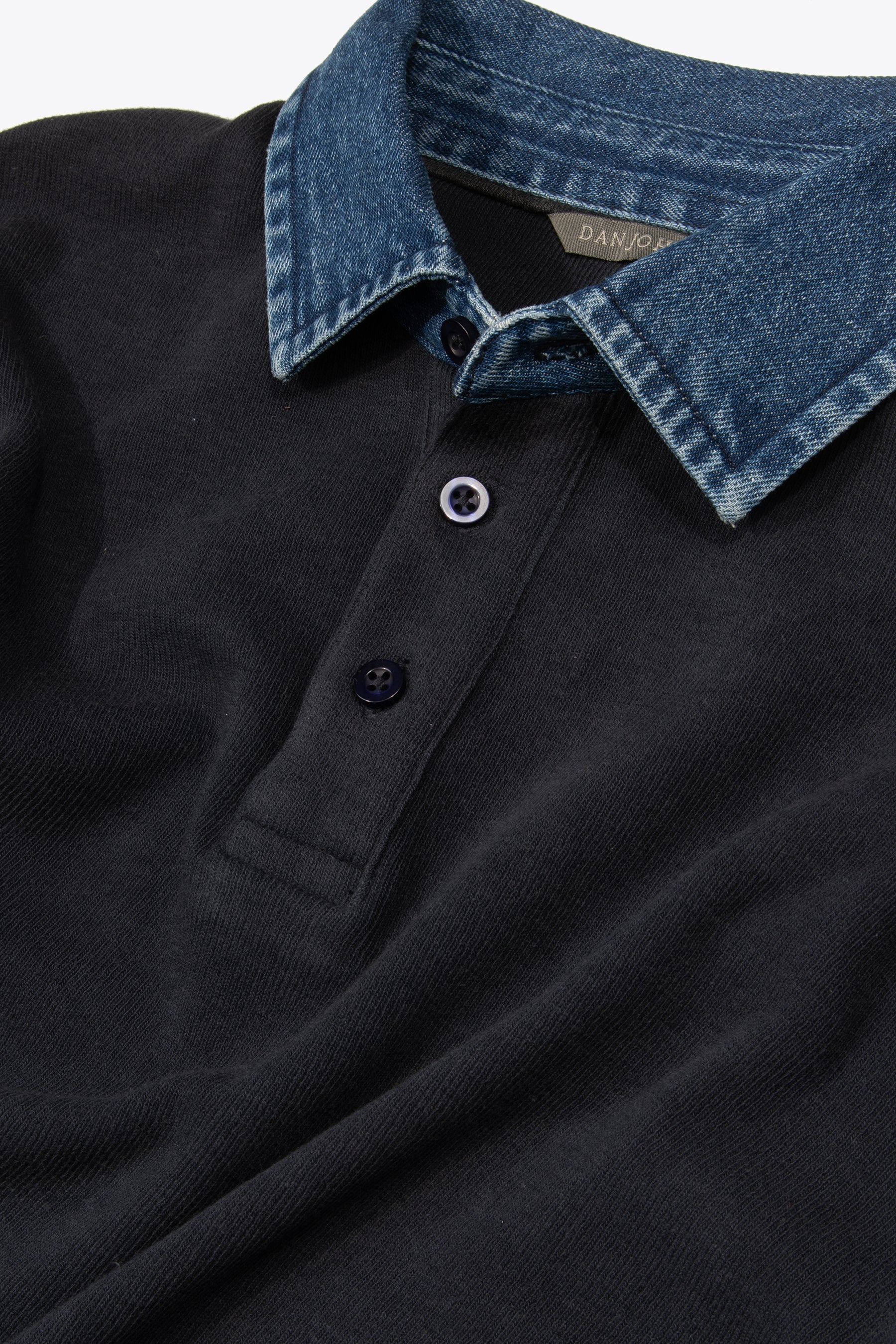 Polo collo denim blu-Dan John