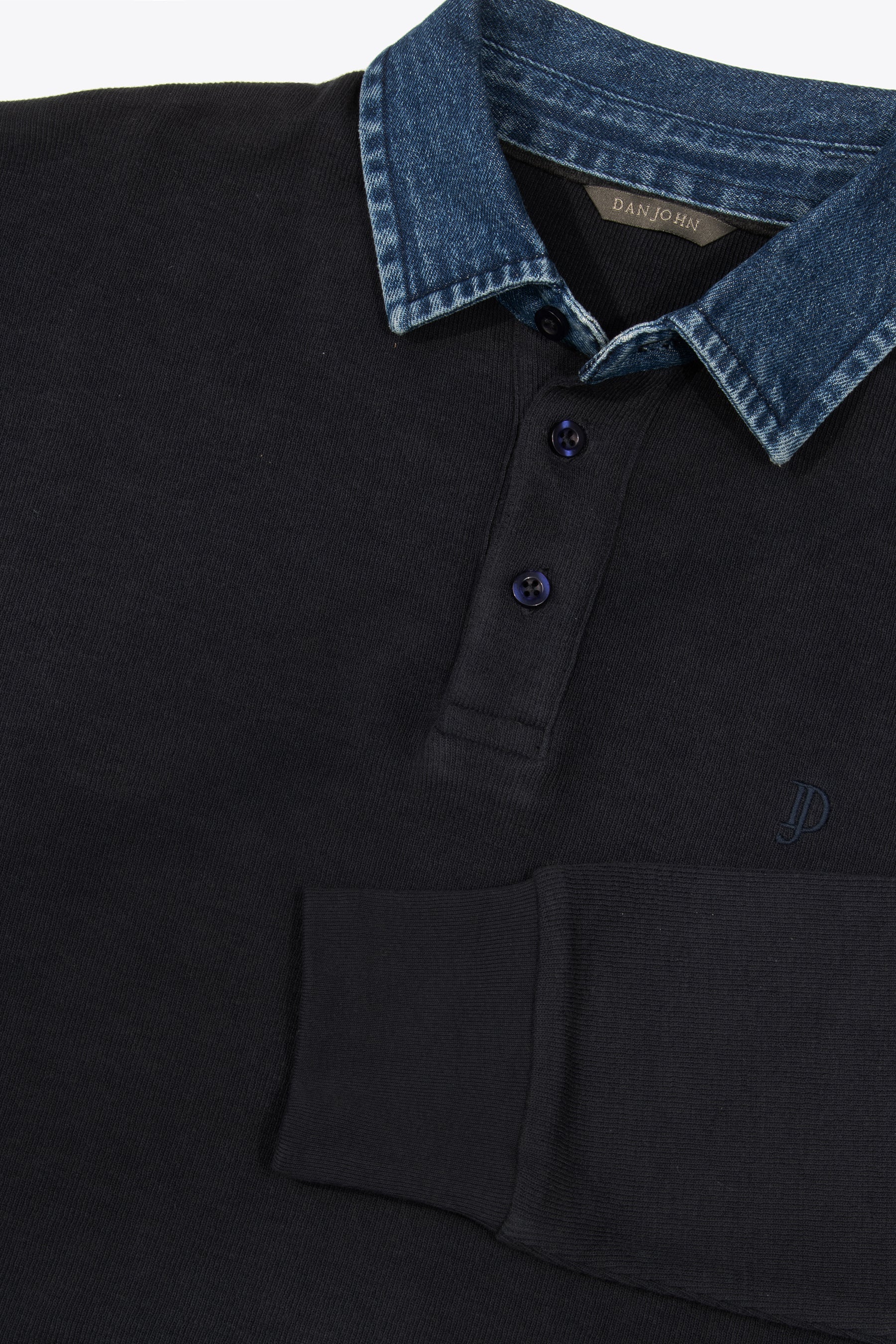 Polo collo denim blu-Dan John