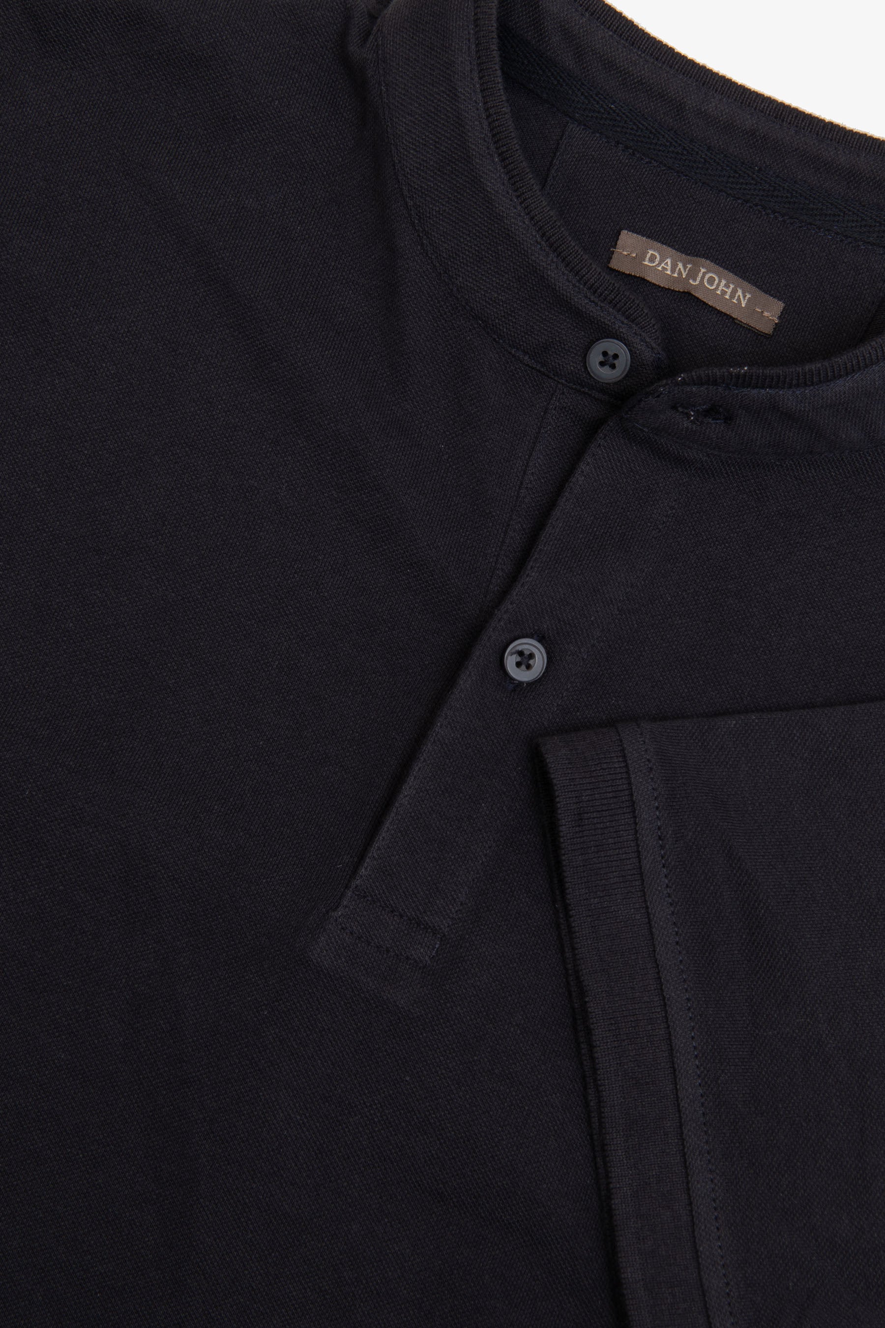 Polo coreana in piquet blu-Dan John