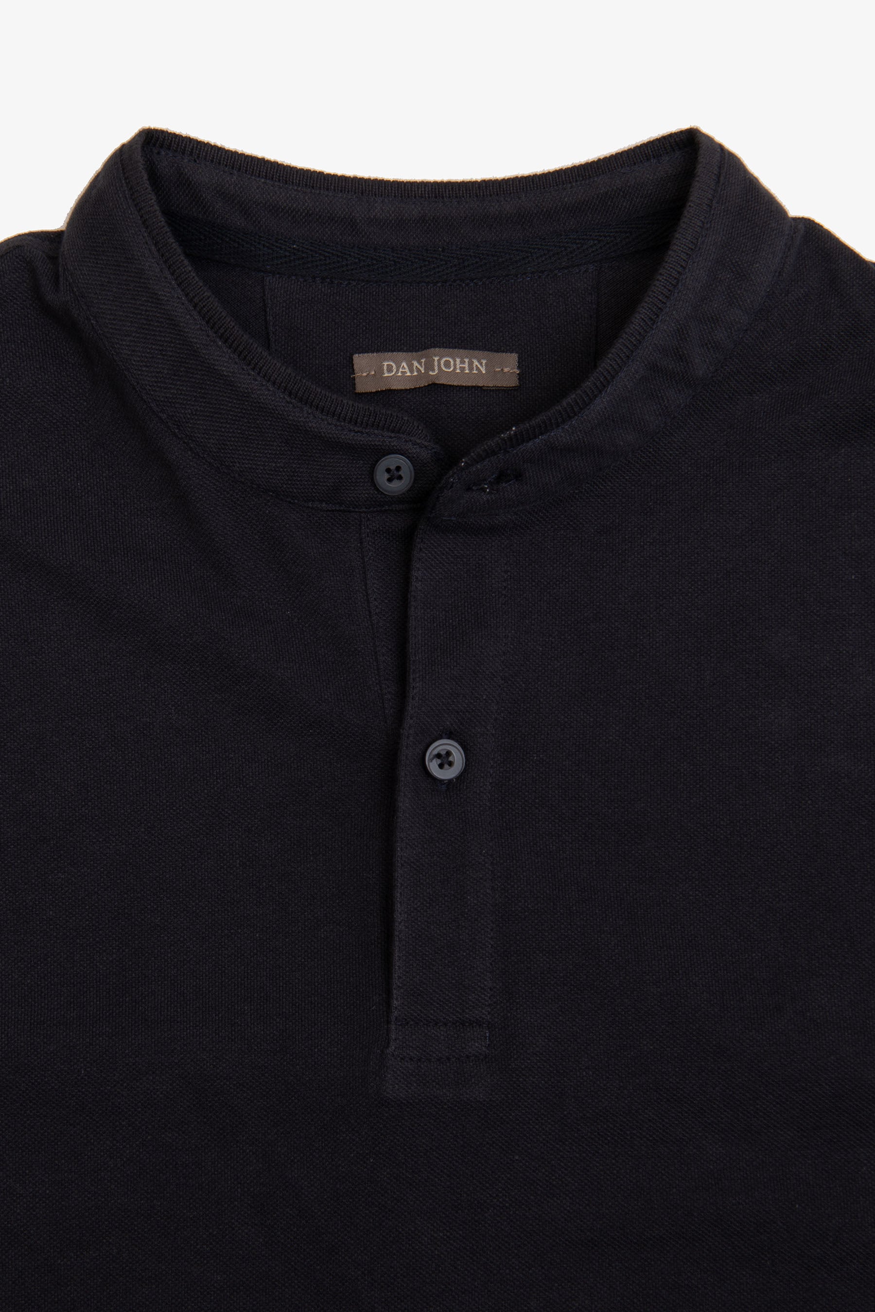 Polo coreana in piquet blu-Dan John