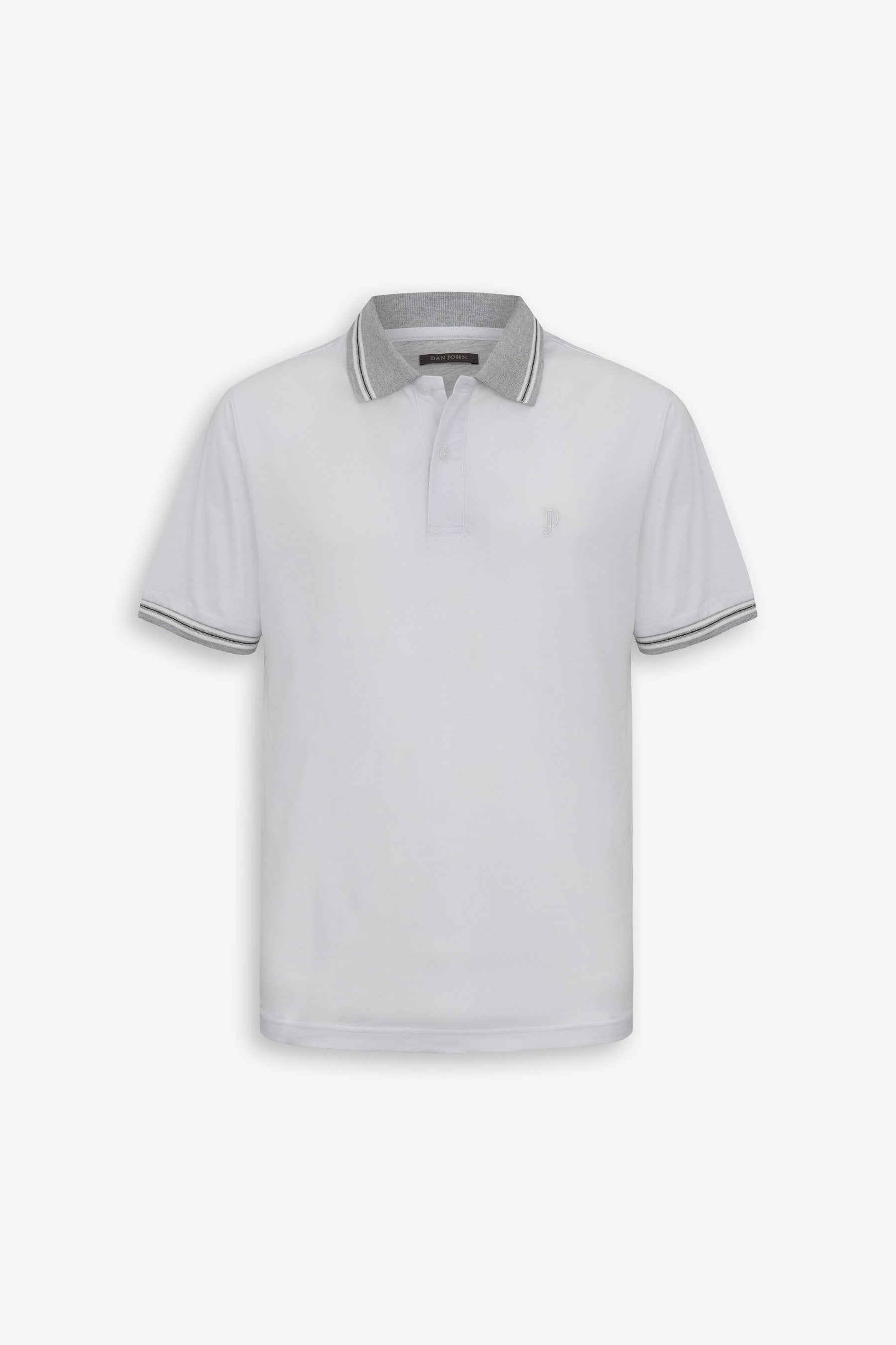 Polo in jersey con dettagli in contrasto bianca-Dan John