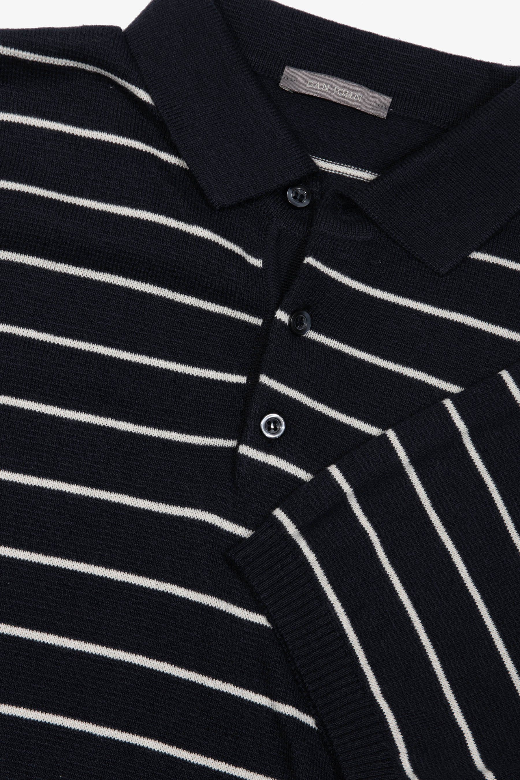 Polo in maglia a righe contrasto navy-Dan John