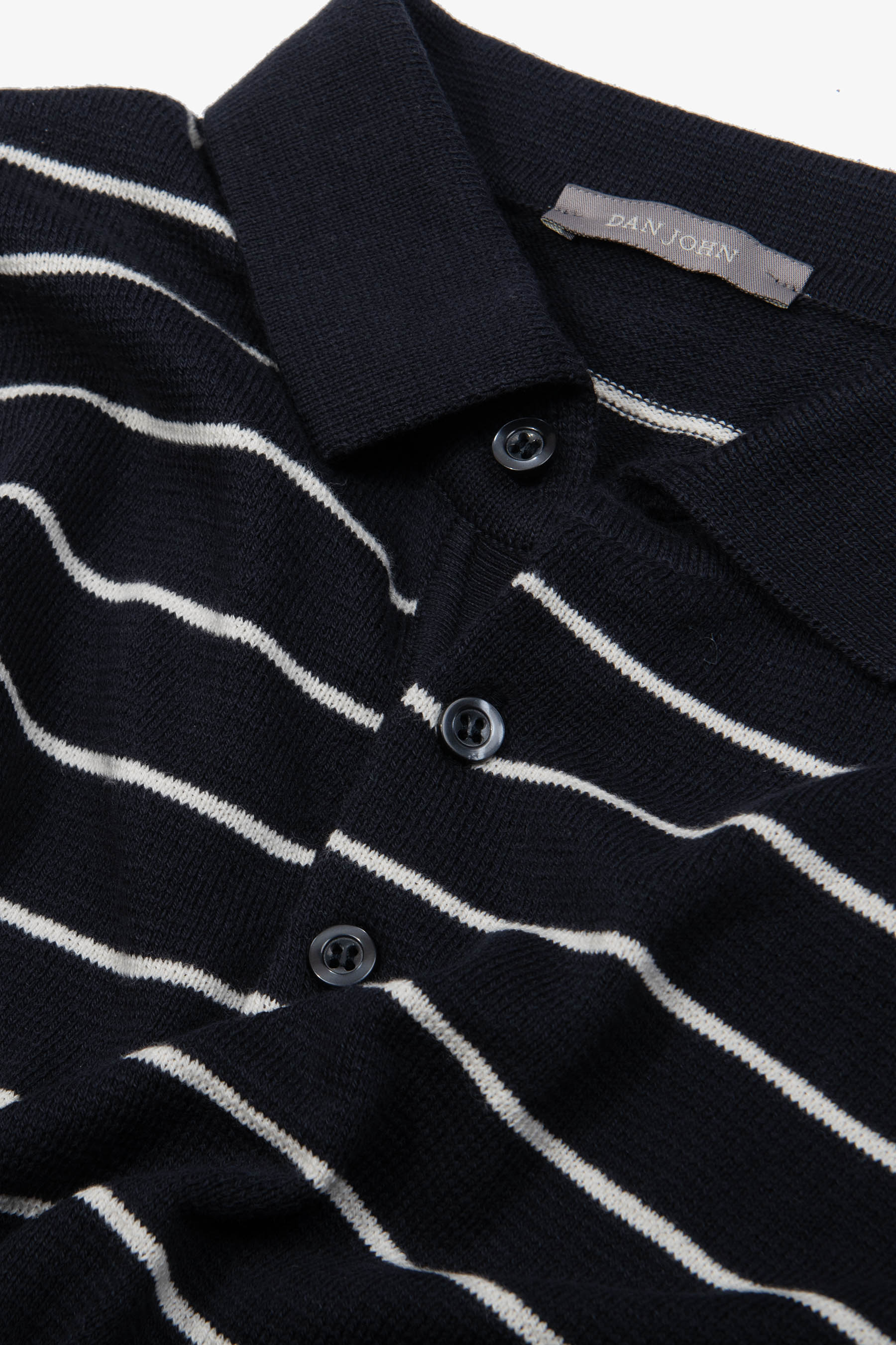 Polo in maglia a righe contrasto navy-Dan John