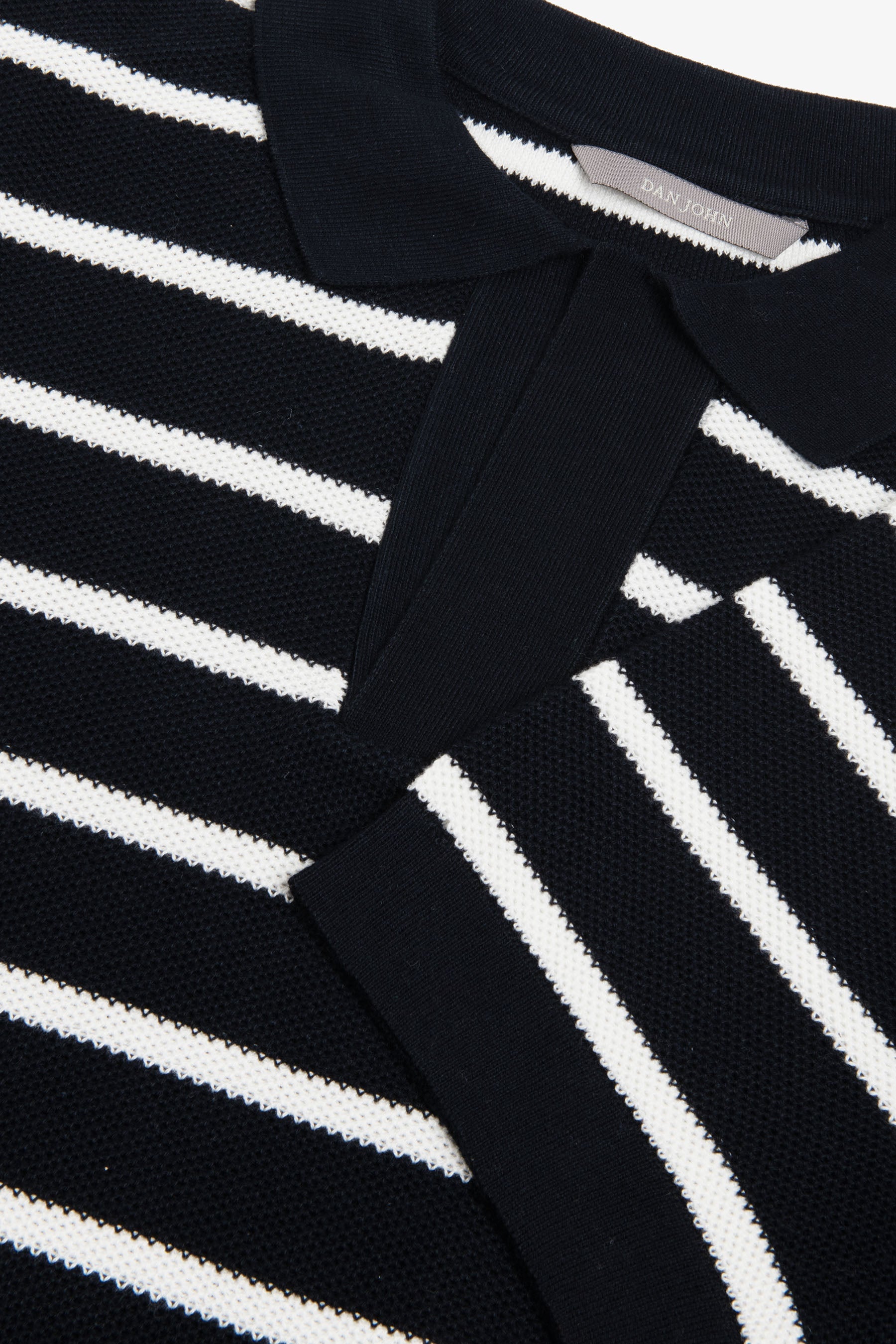 Polo in maglia collo aperto a righe blu-Dan John