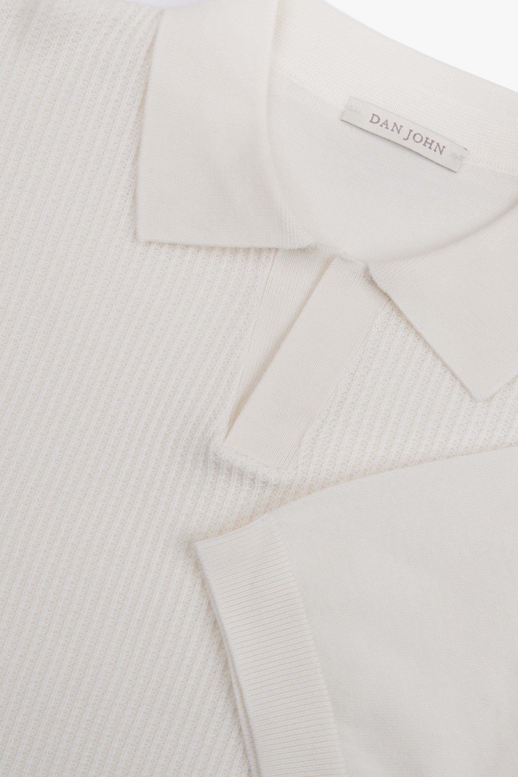 Polo in maglia collo aperto armaturata panna-Dan John