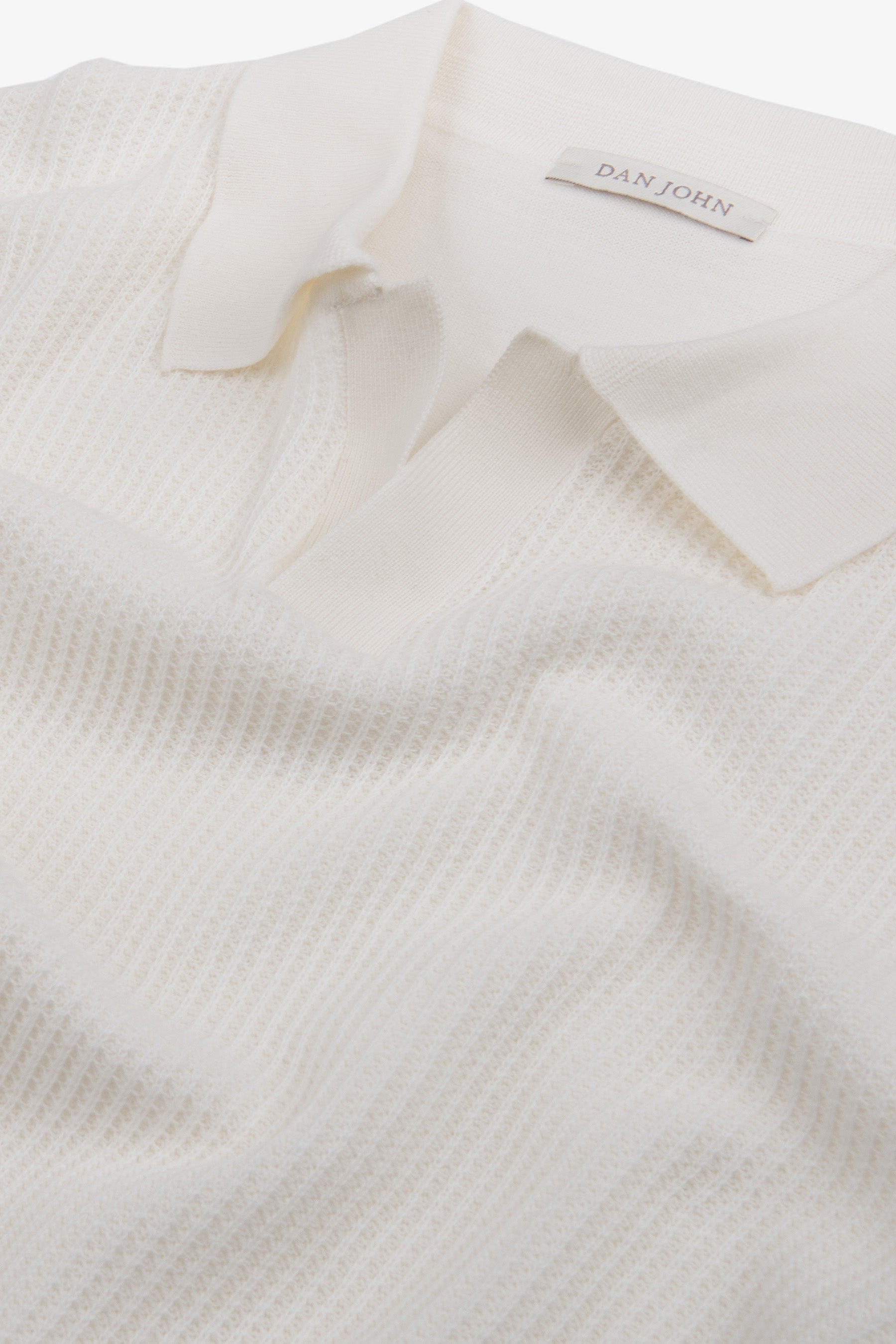 Polo in maglia collo aperto armaturata panna-Dan John