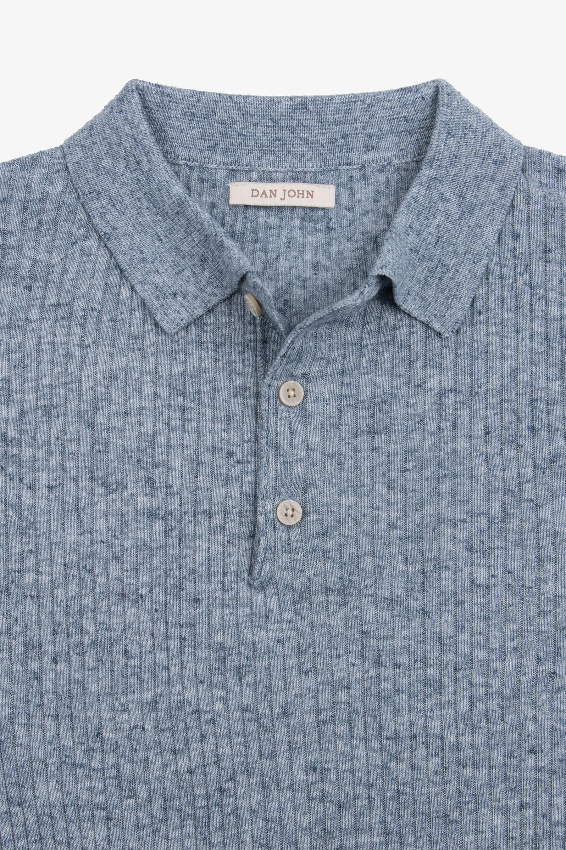 Polo in maglia costa piatta melange celeste-Dan John