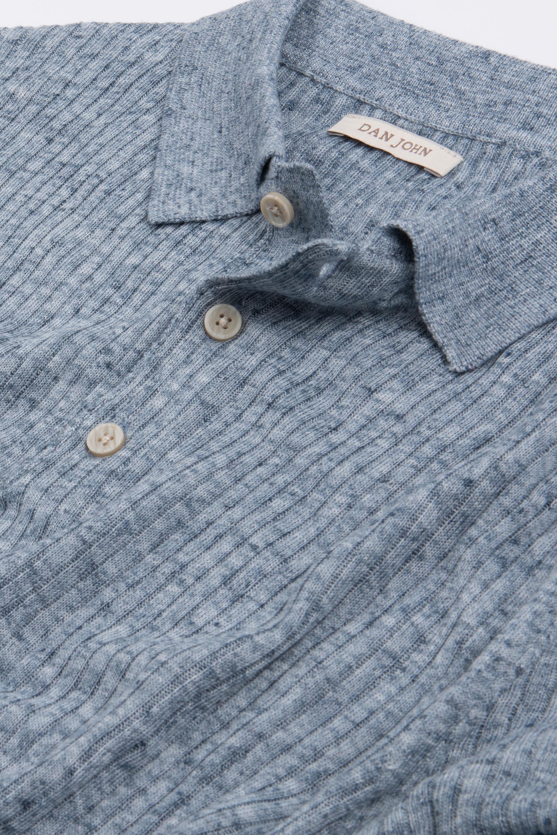 Polo in maglia costa piatta melange celeste-Dan John