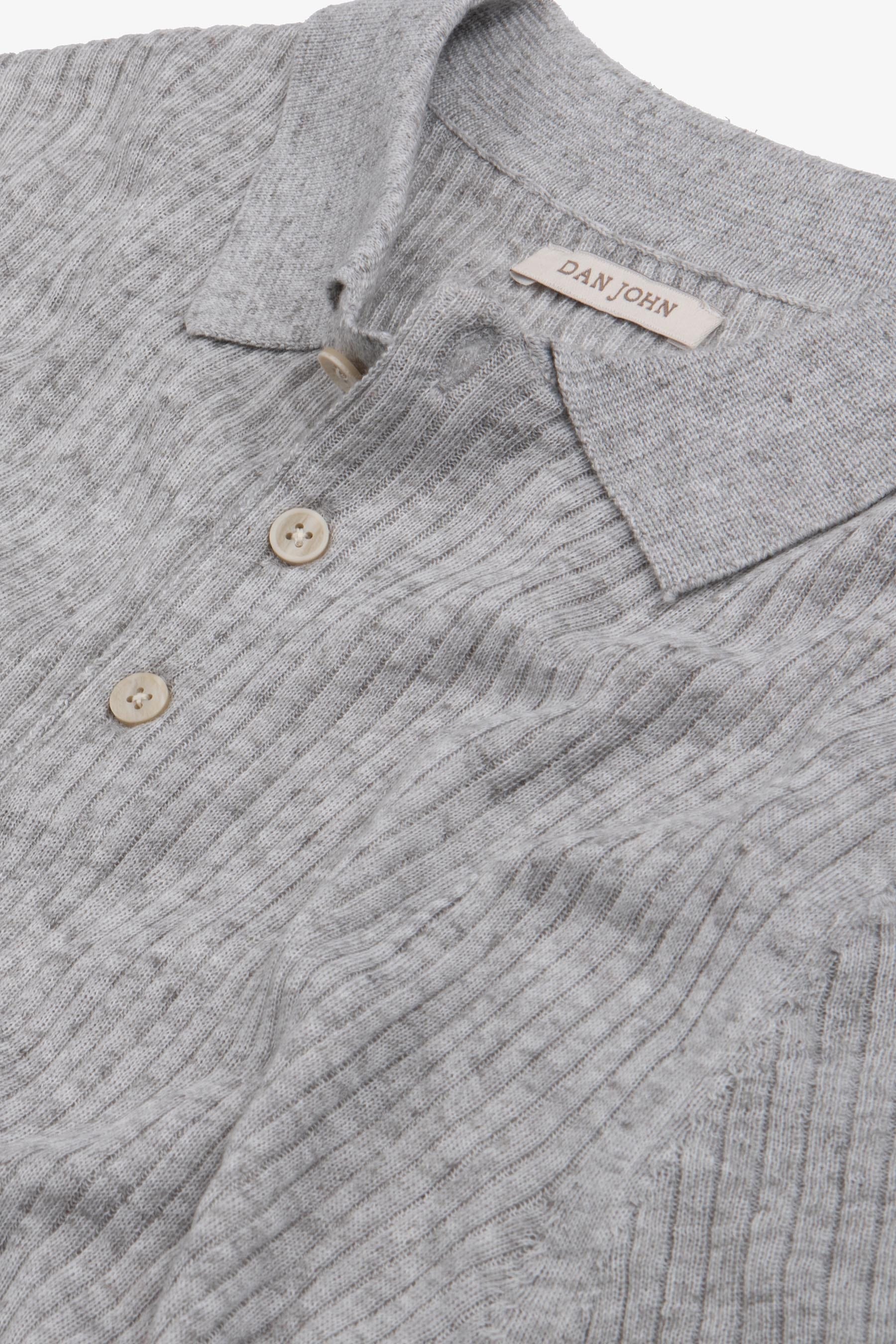 Polo in maglia costa piatta melange grigia-Dan John