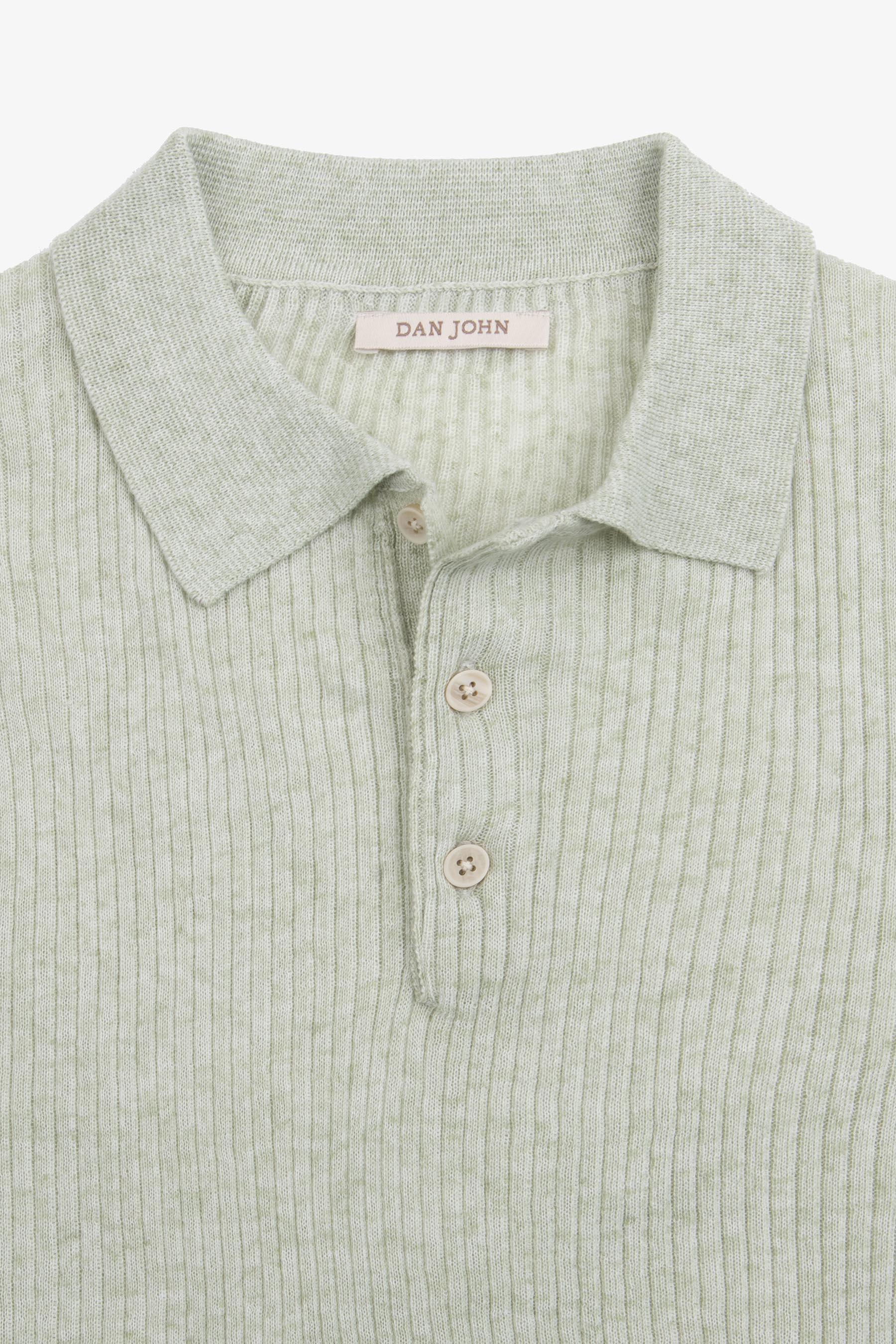 Polo in maglia costa piatta melange salvia-Dan John