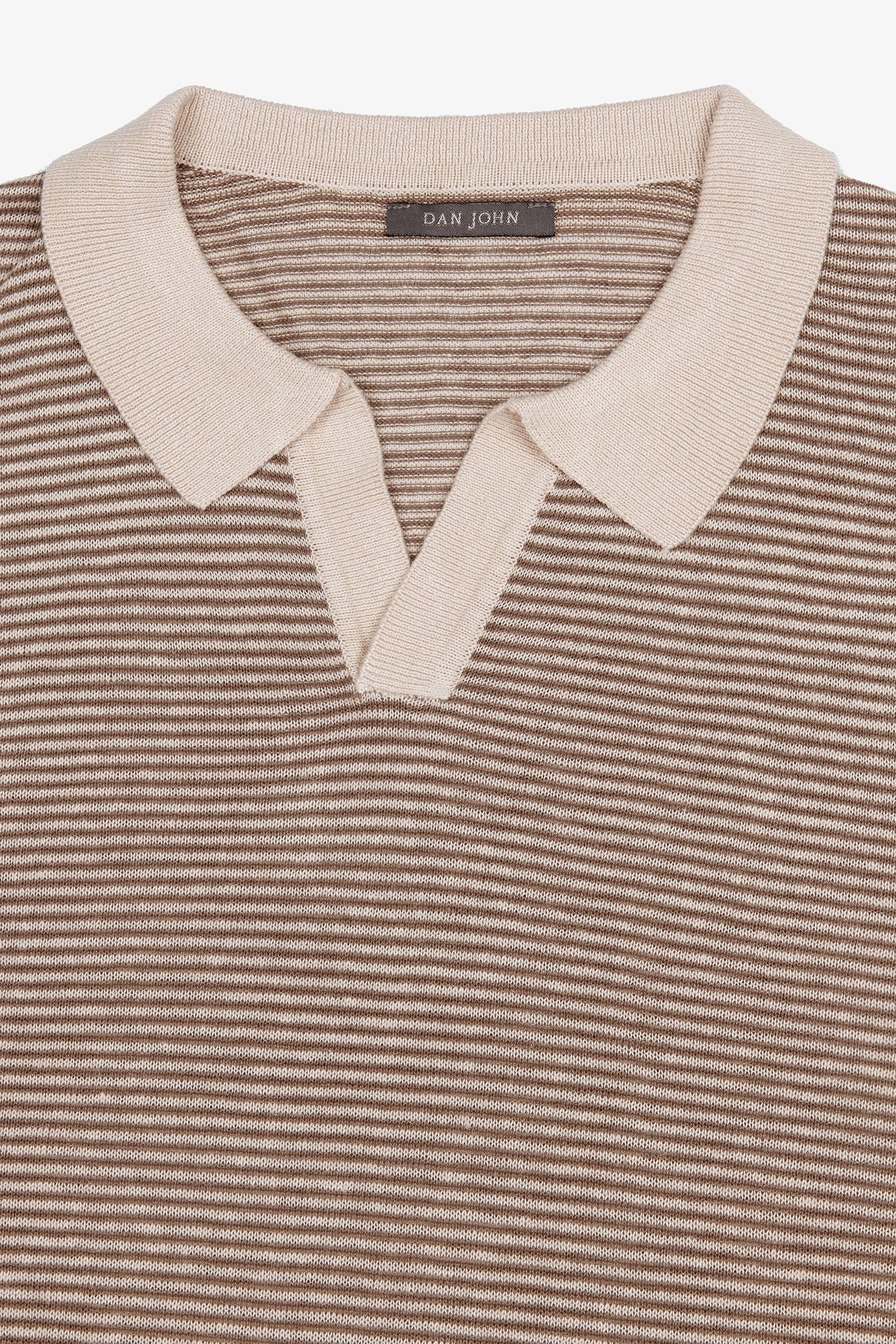Polo in maglia righe fine collo aperto terra-Dan John