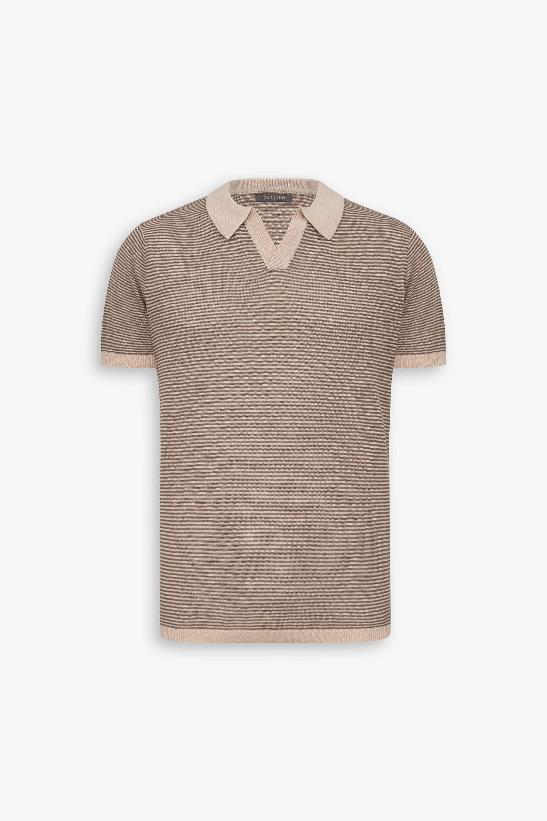 Polo in maglia righe fine collo aperto terra-Dan John