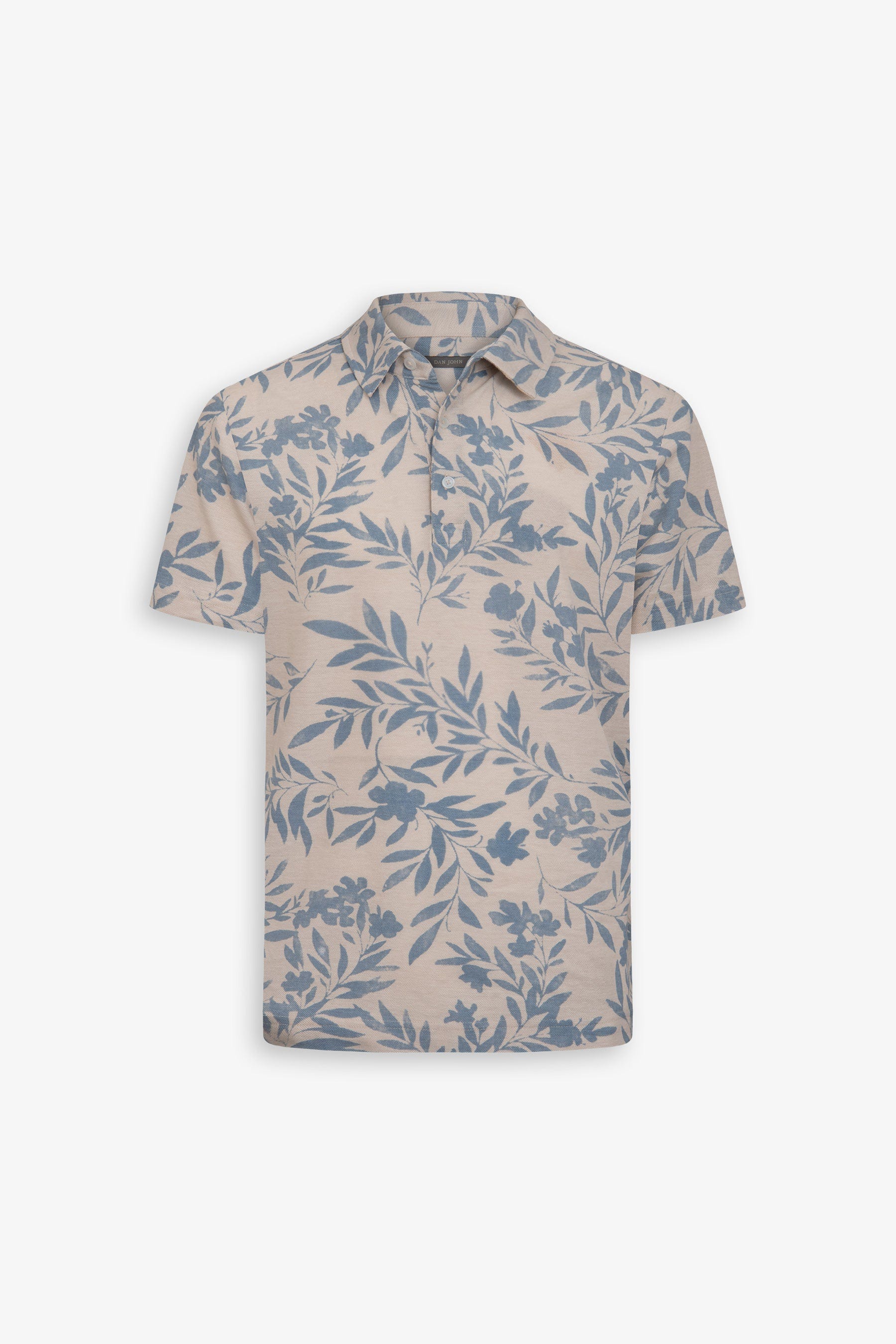 Polo in piquet fantasia fiore celeste-Dan John