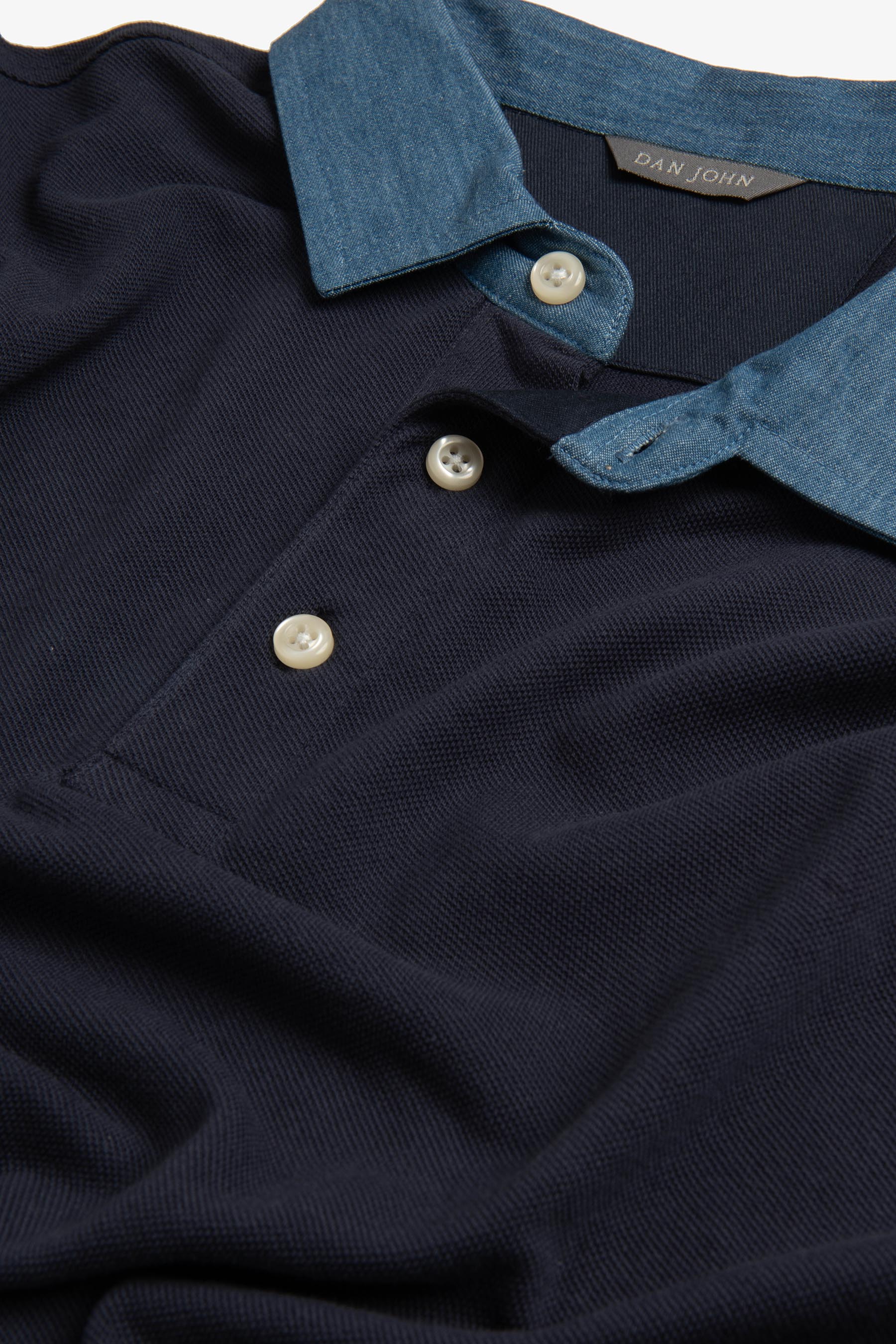 Polo piquet armaturata collo denim-Dan John
