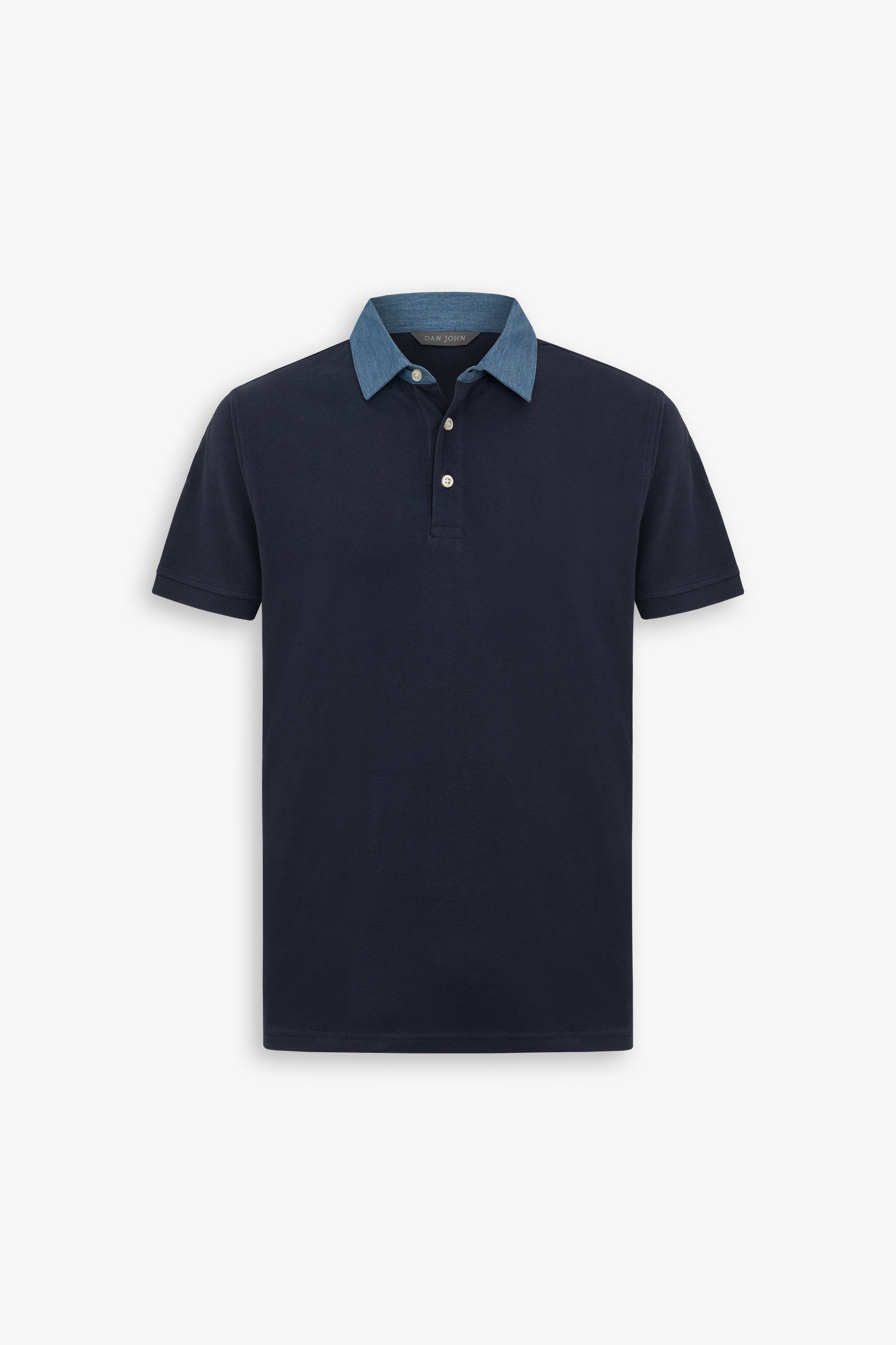 Polo piquet armaturata collo denim-Dan John