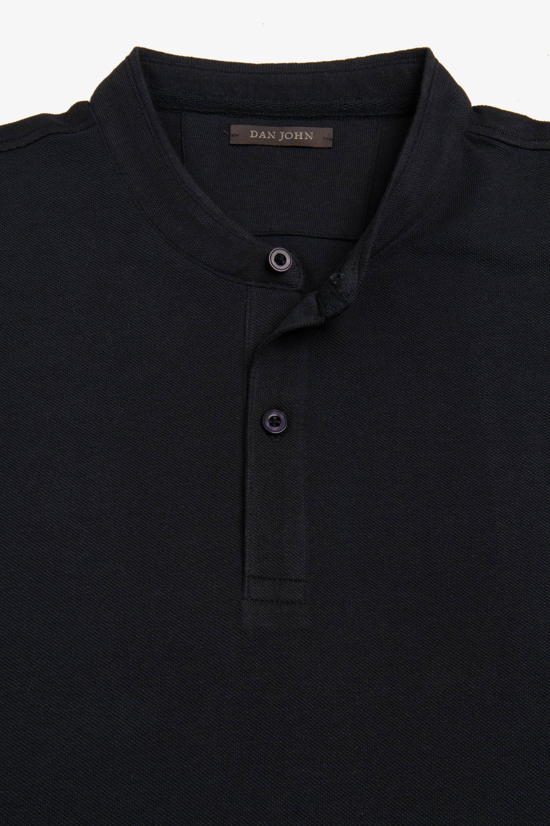 Polo piquet collo coreano blu-Dan John