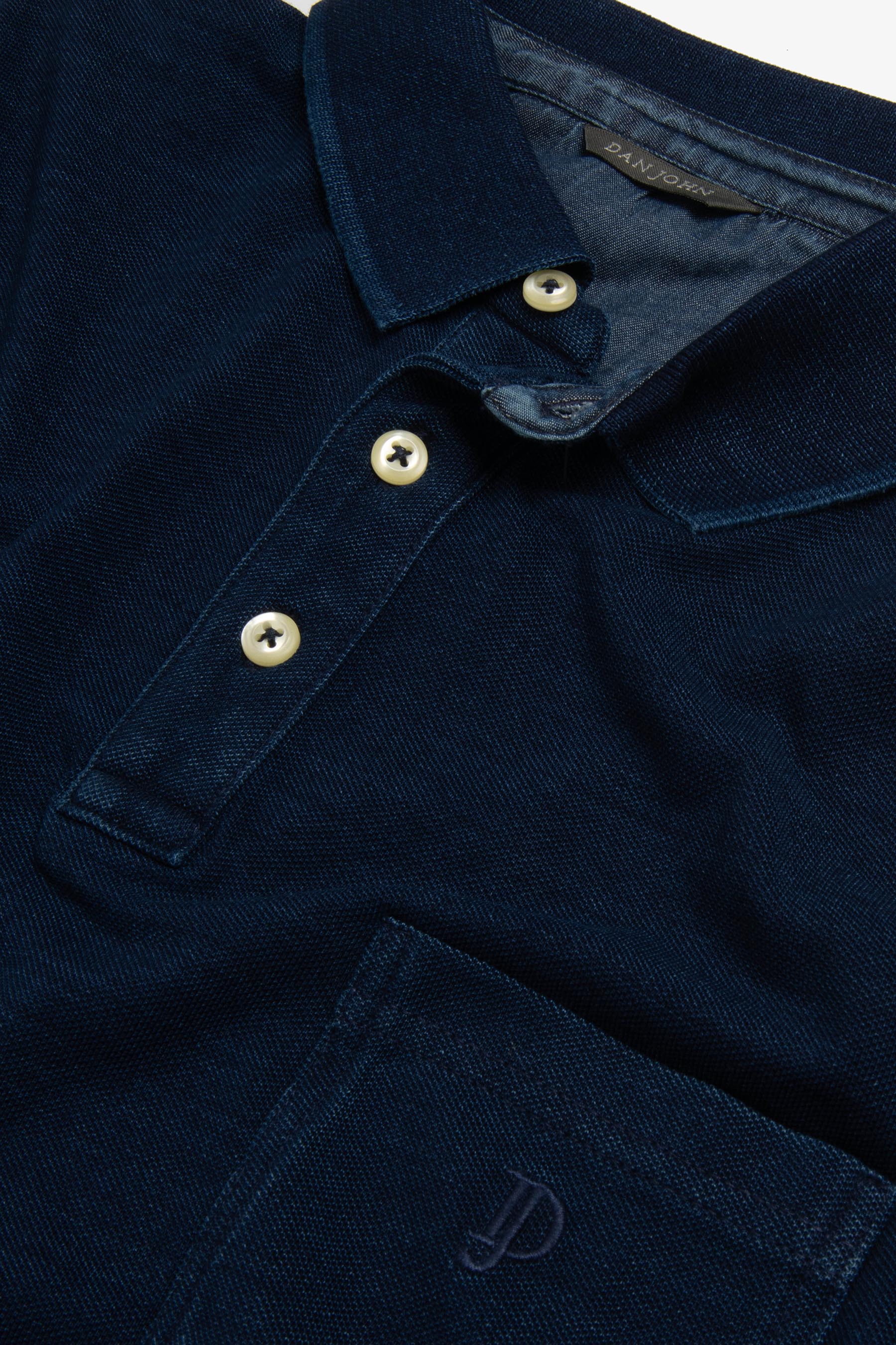 Polo piquet di cotone denim-Dan John