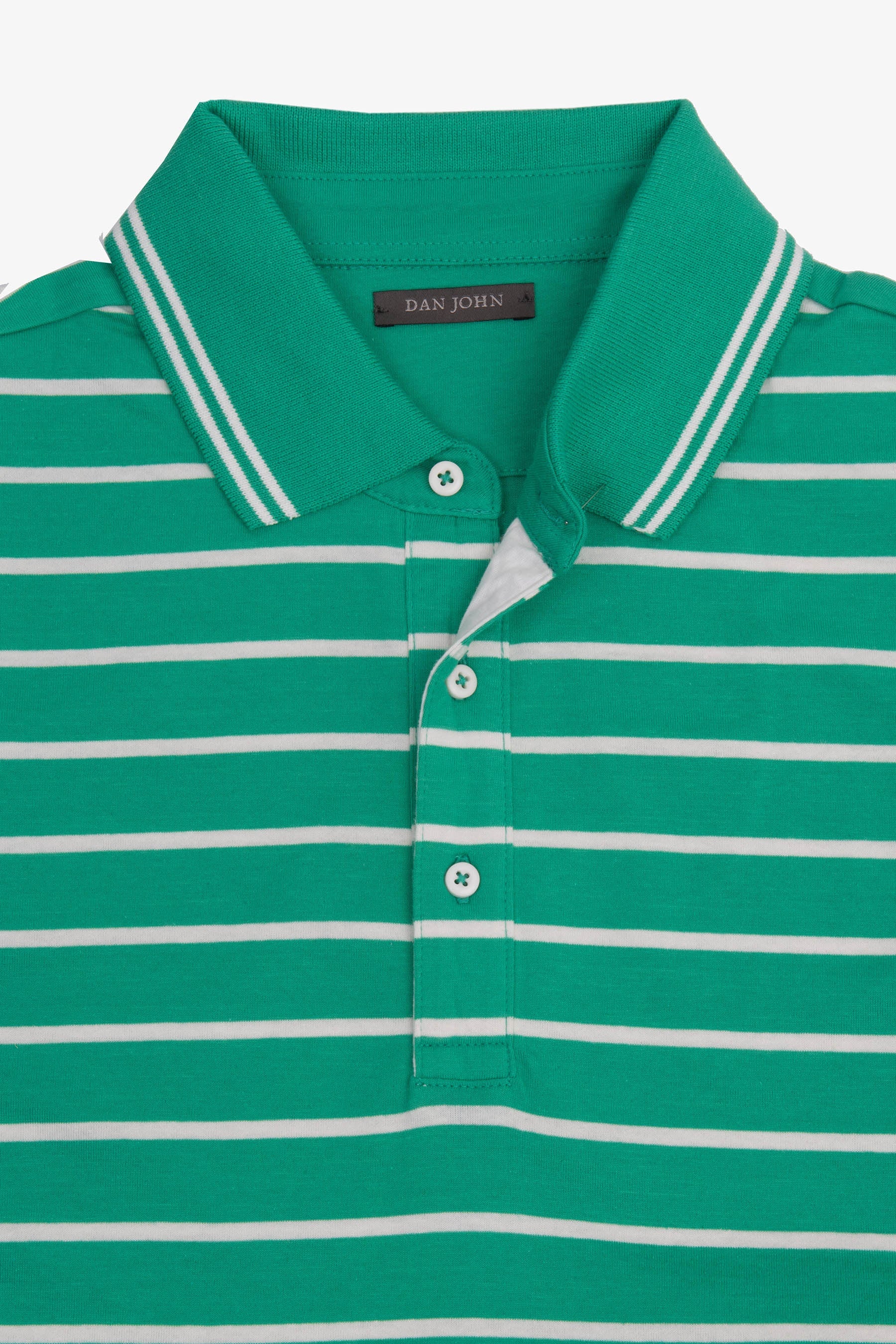 Polo rigata in jersey smeraldo-Dan John