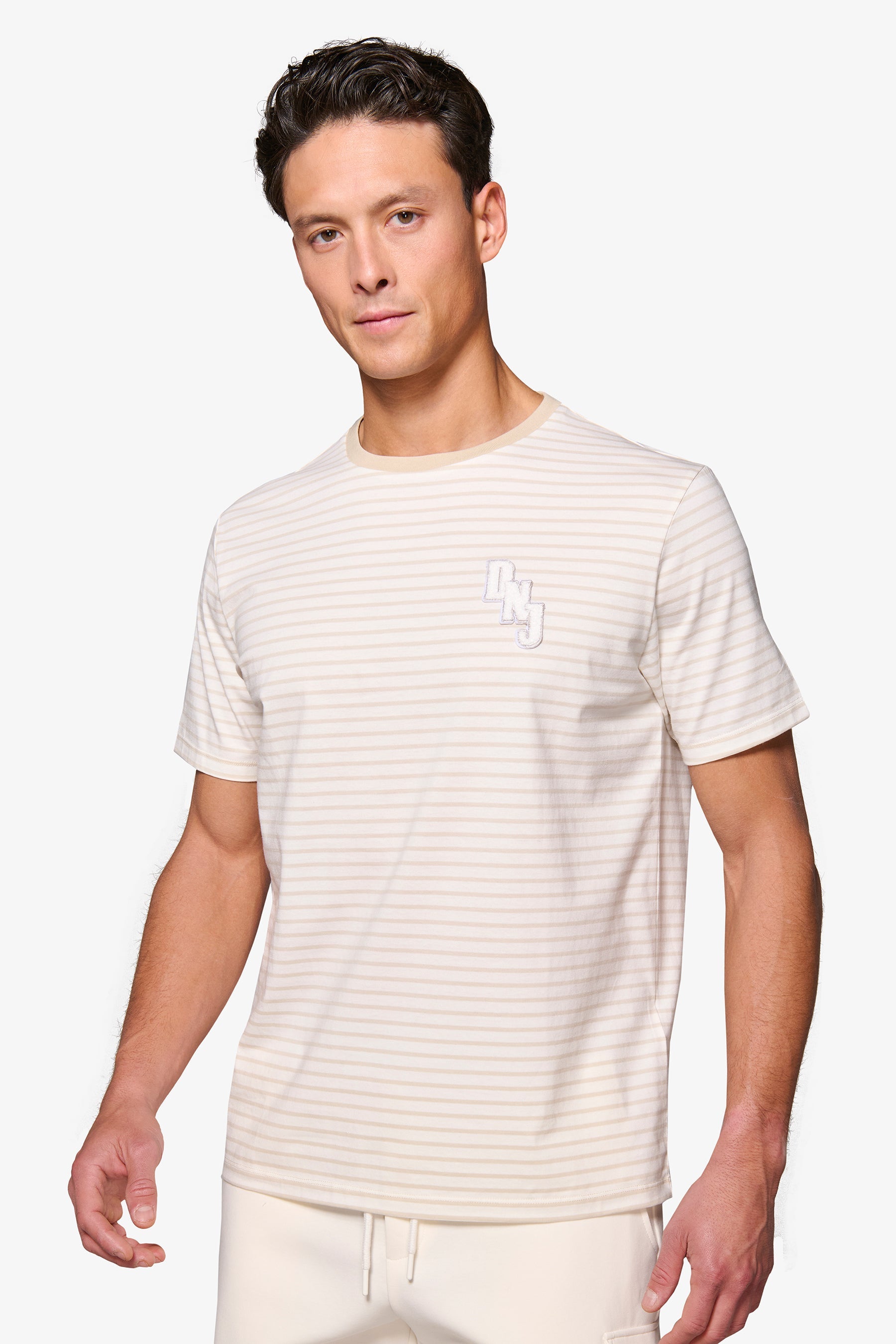 T-shirt a righe DNJ crema-Dan John