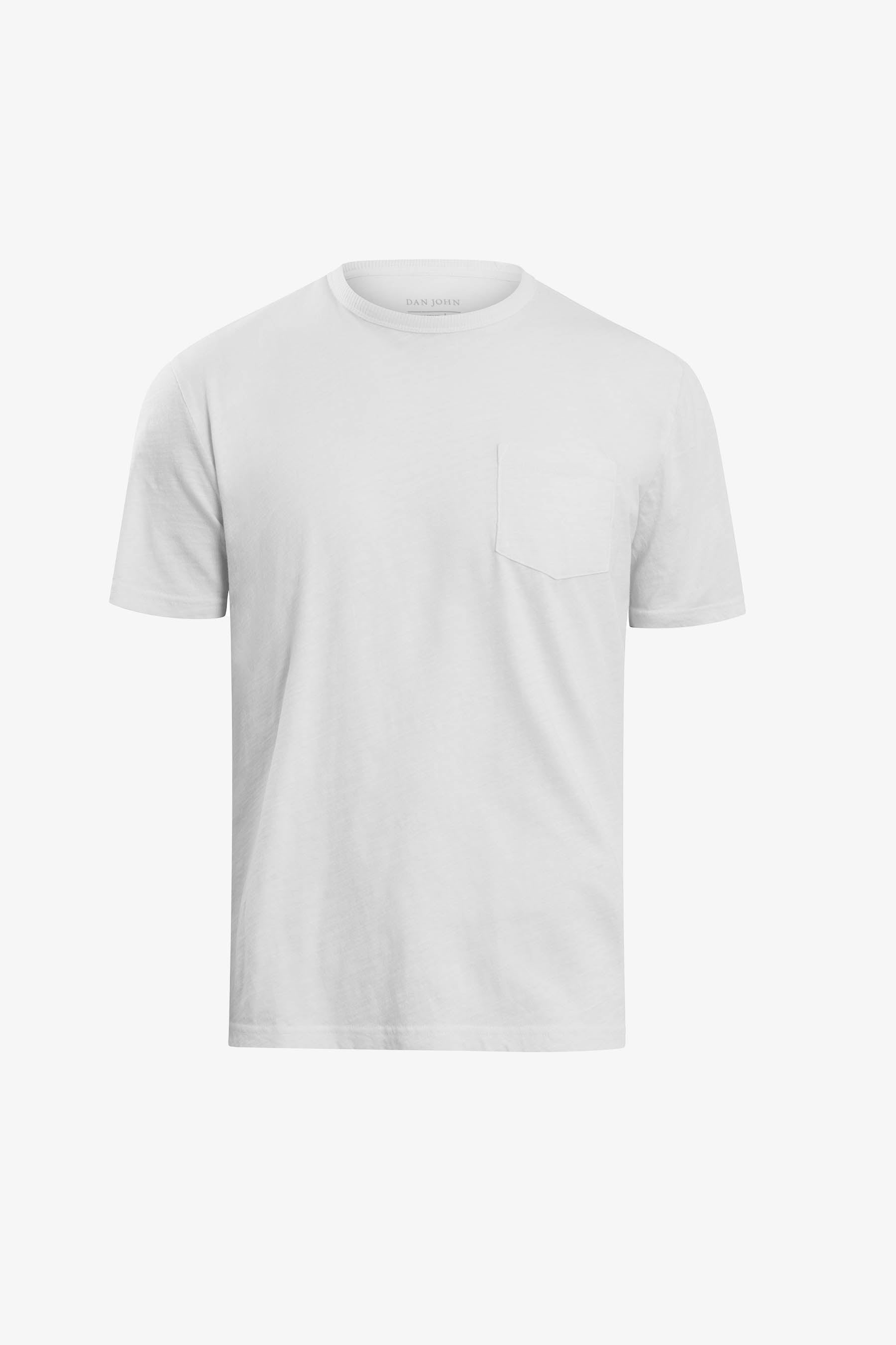 T-shirt girocollo con taschino bianca-Dan John