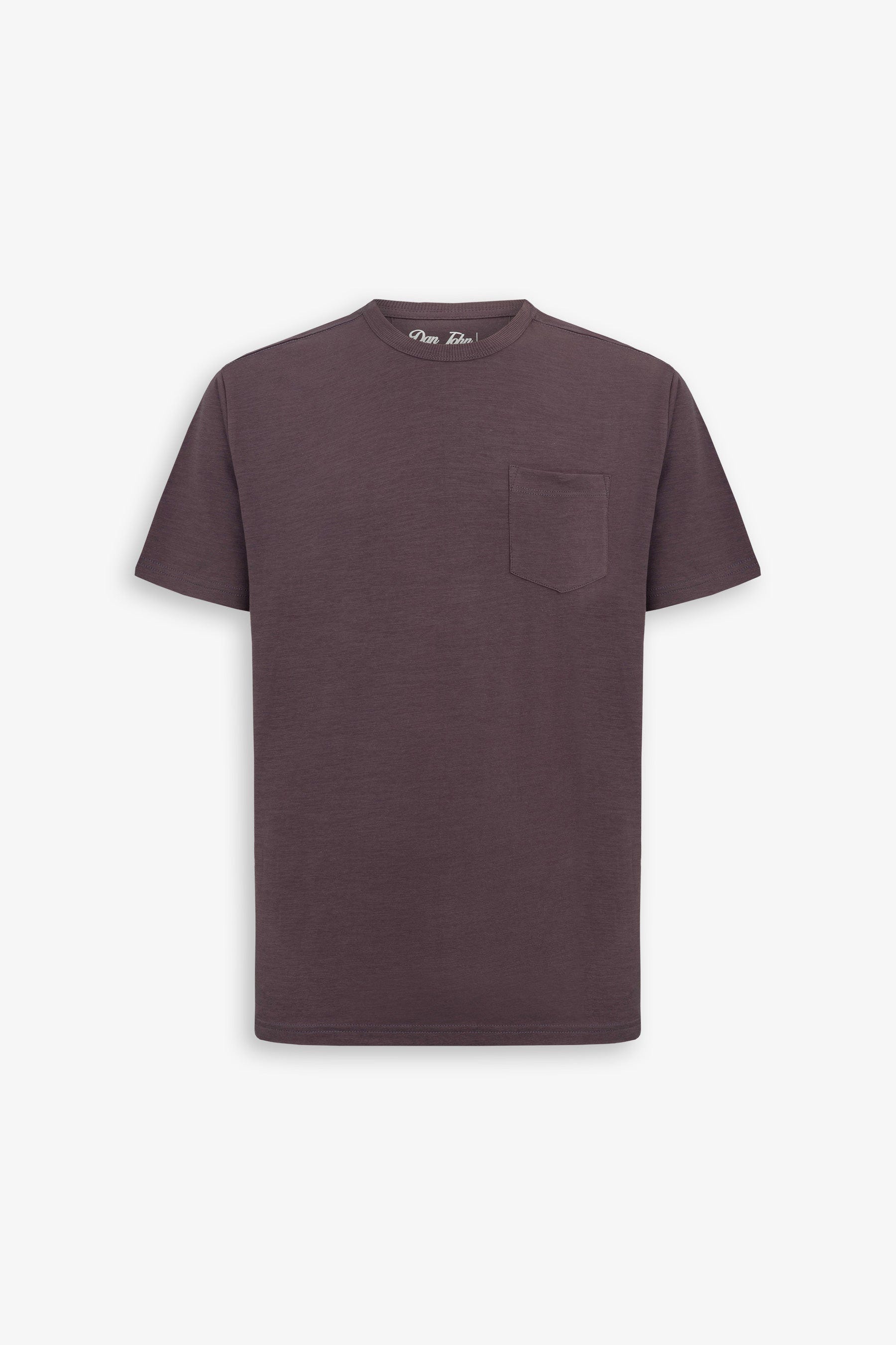 T-shirt girocollo con taschino melanzana-Dan John