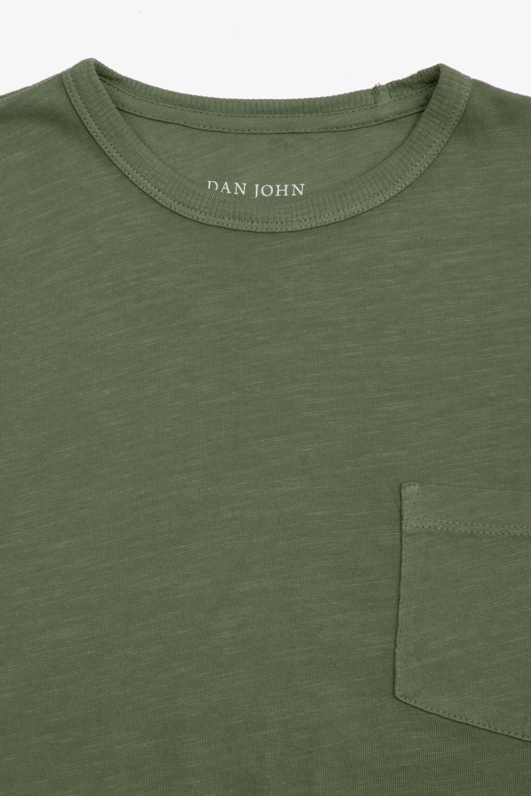 T-shirt girocollo con taschino verde-Dan John