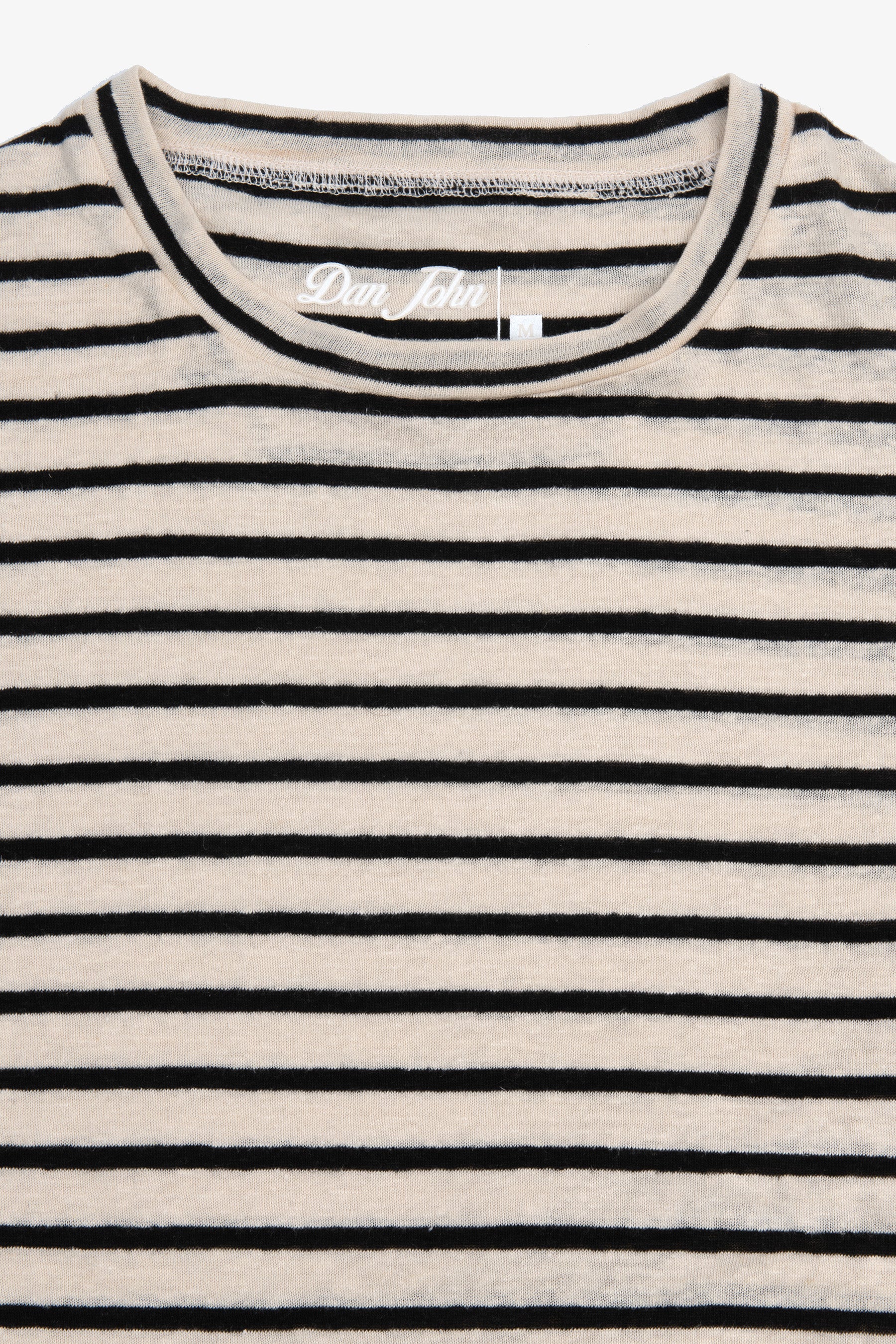 T-shirt in maglia a righe ecru-Dan John