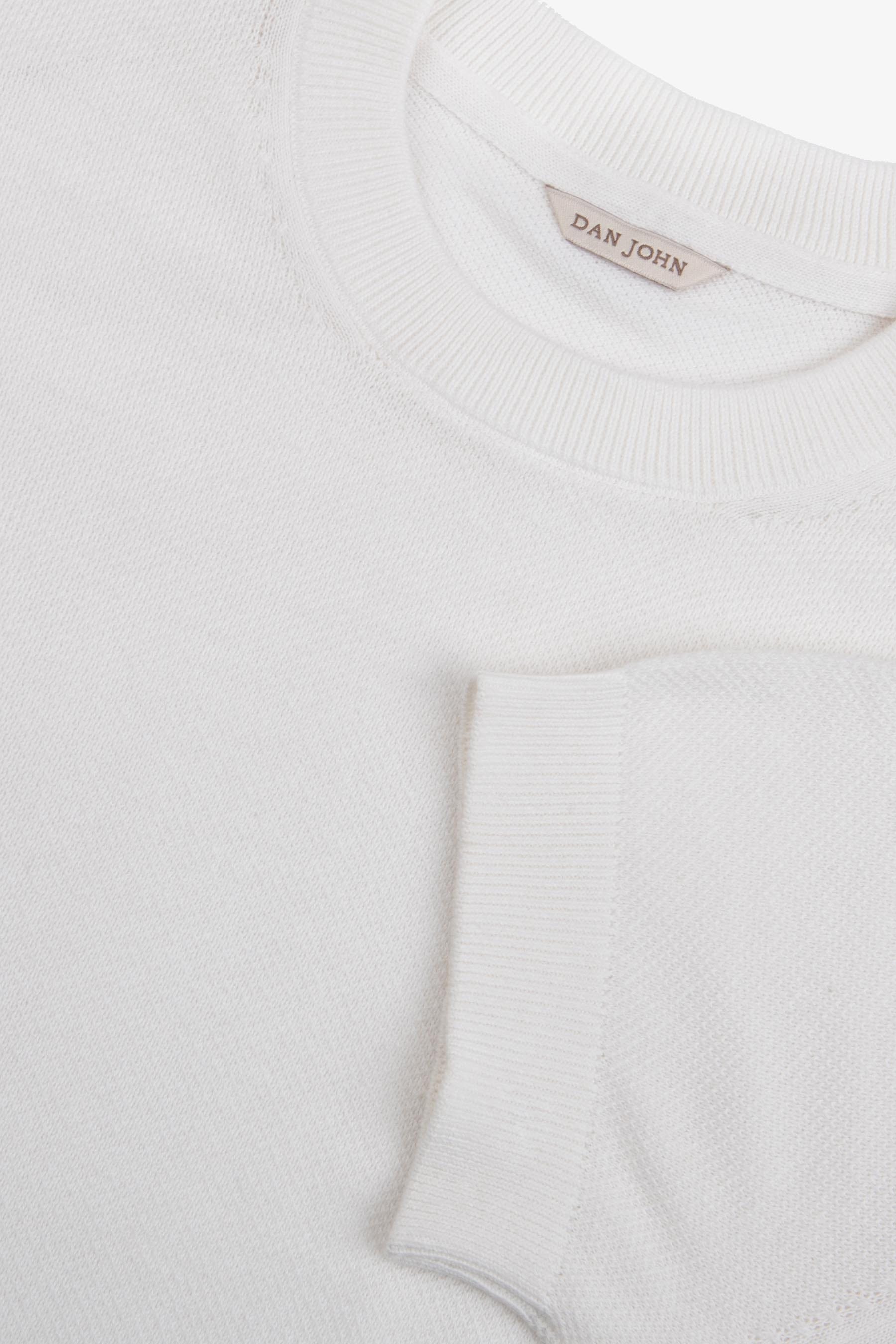 T-shirt in maglia armaturata panna-Dan John
