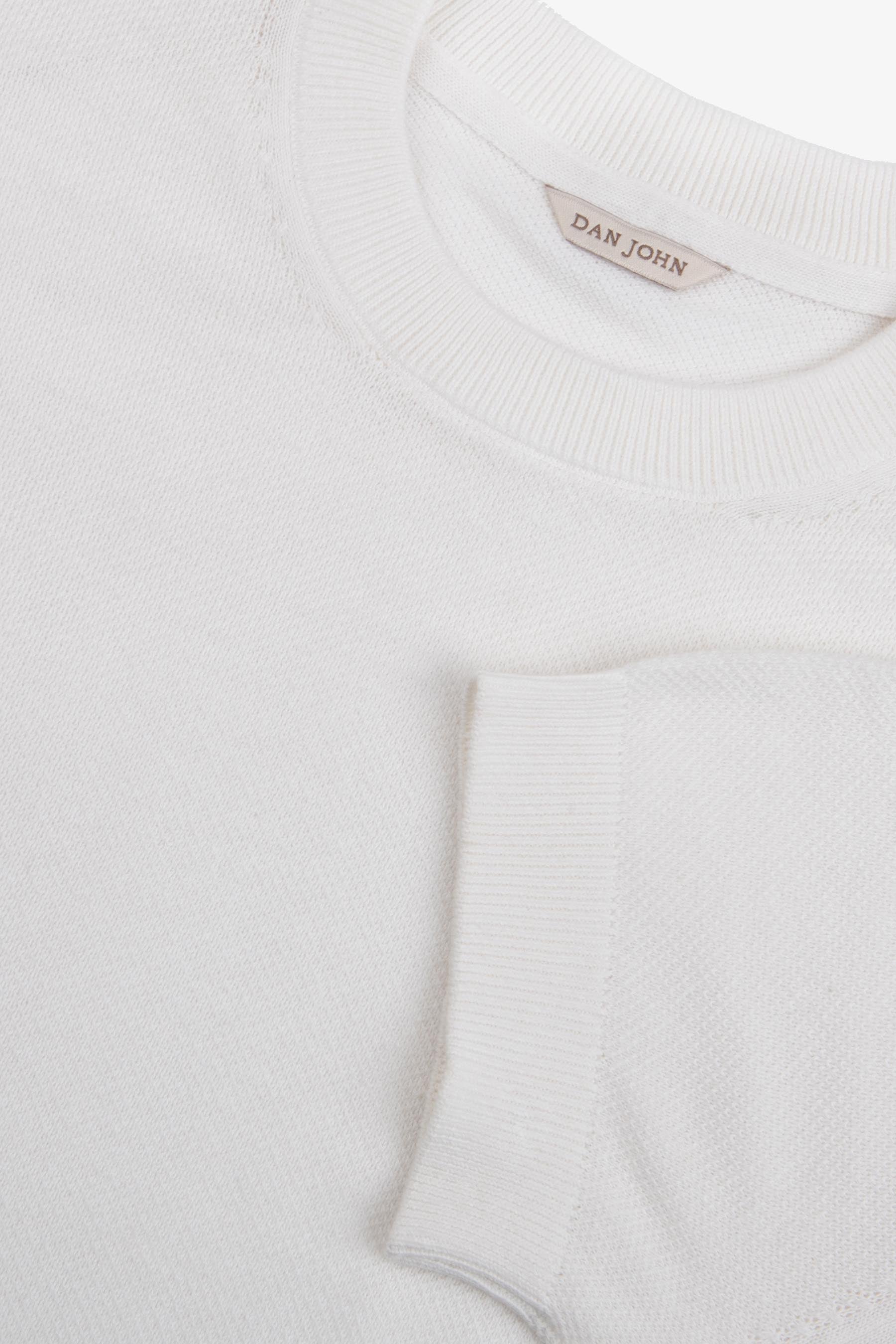 T-shirt in maglia armaturata panna-Dan John