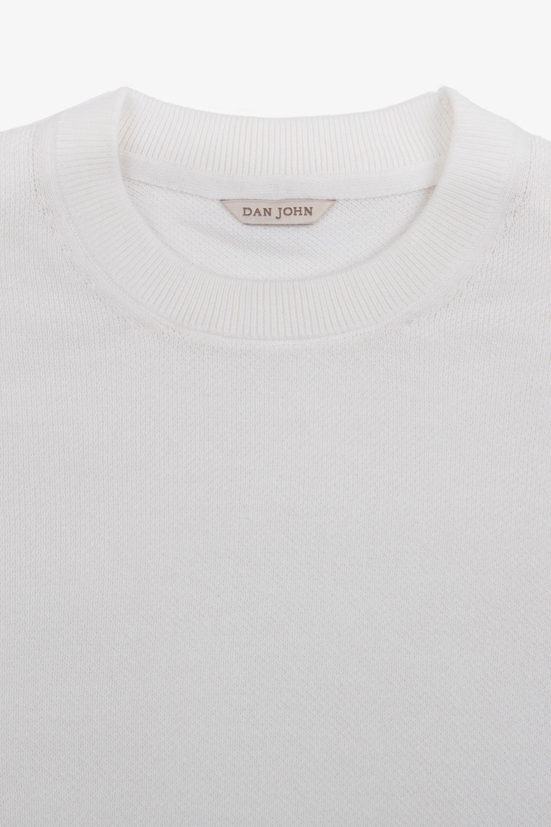 T-shirt in maglia armaturata panna-Dan John