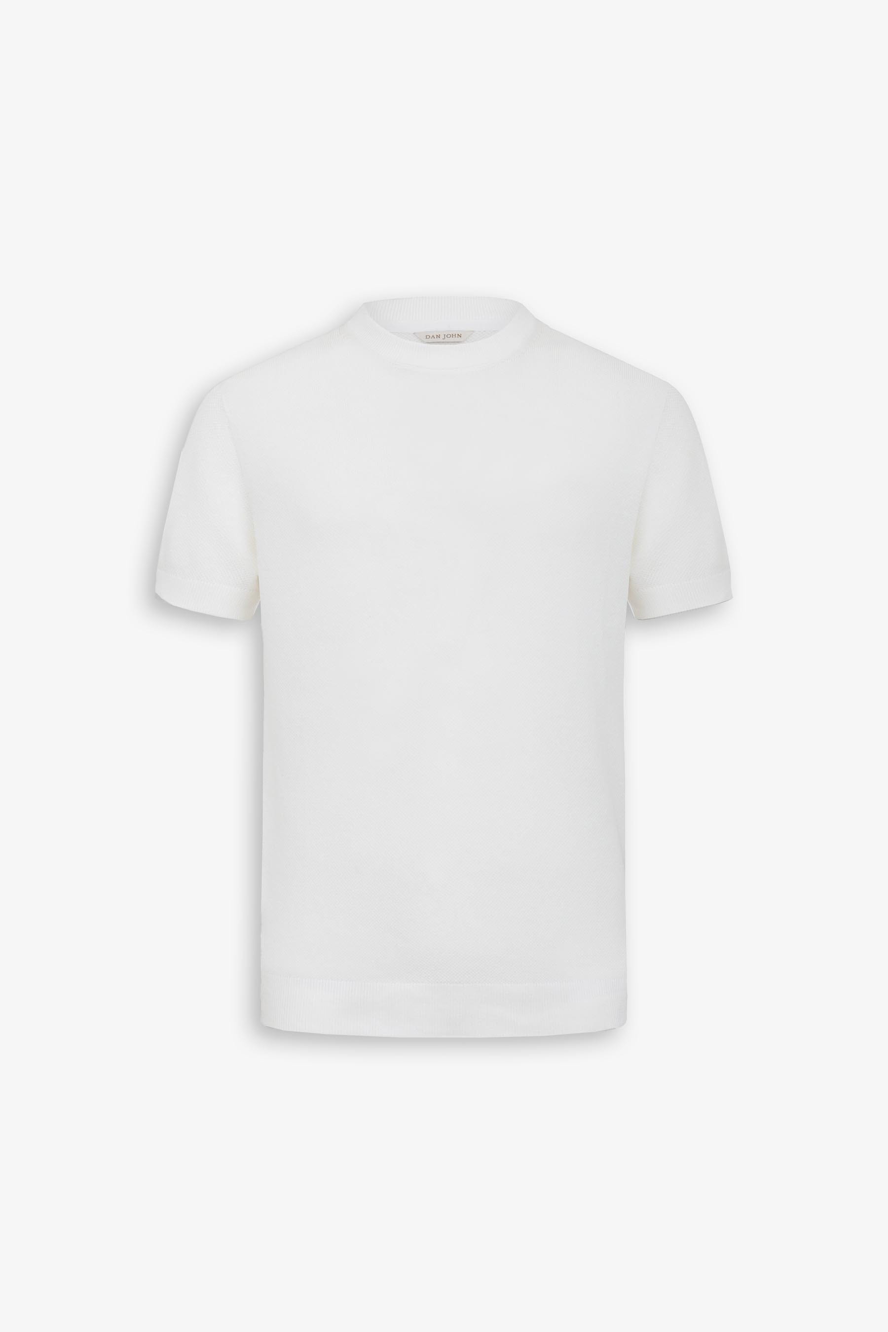 T-shirt in maglia armaturata panna-Dan John