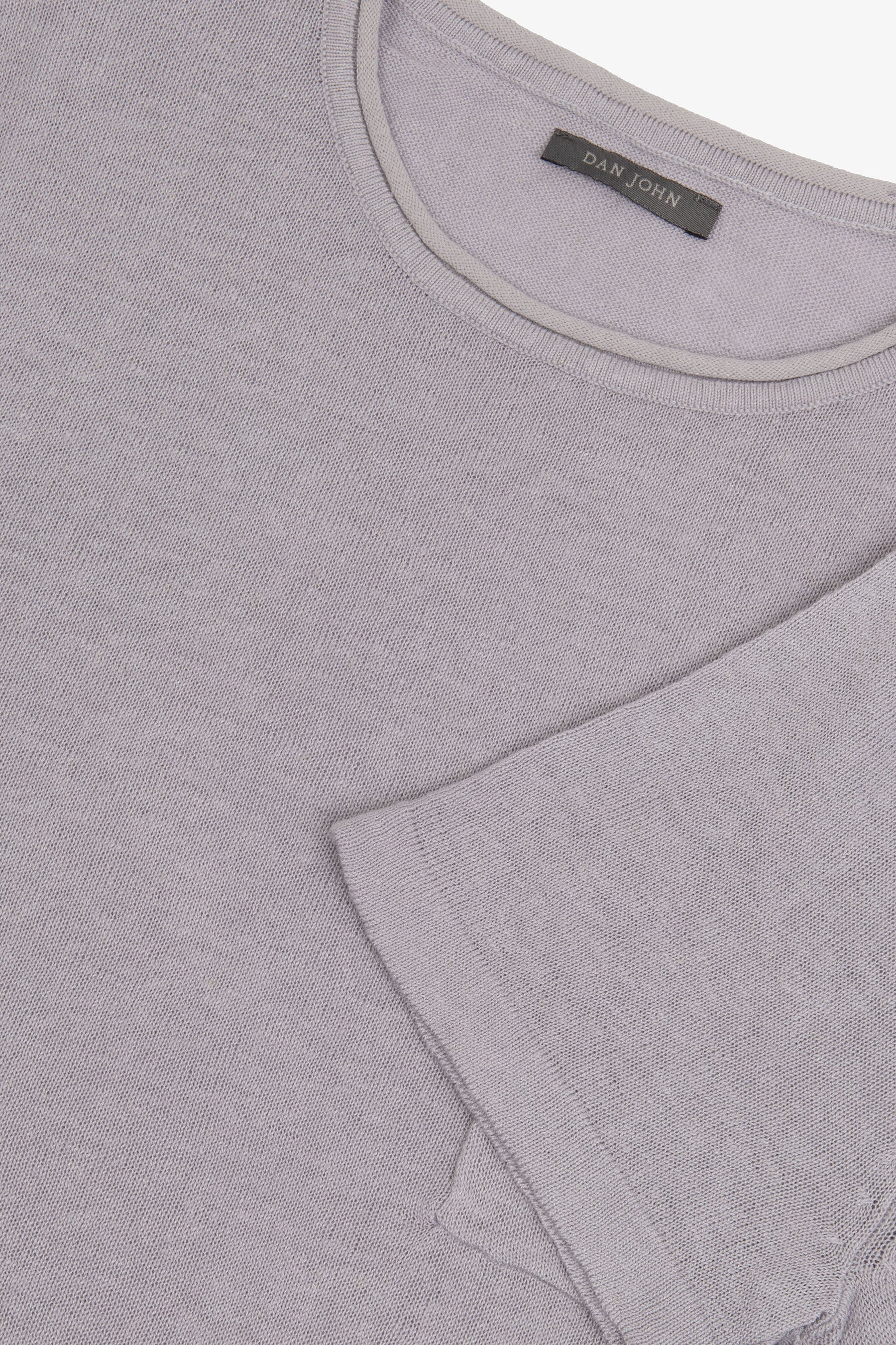 T-shirt in maglia misto lino con taschino lavanda-Dan John