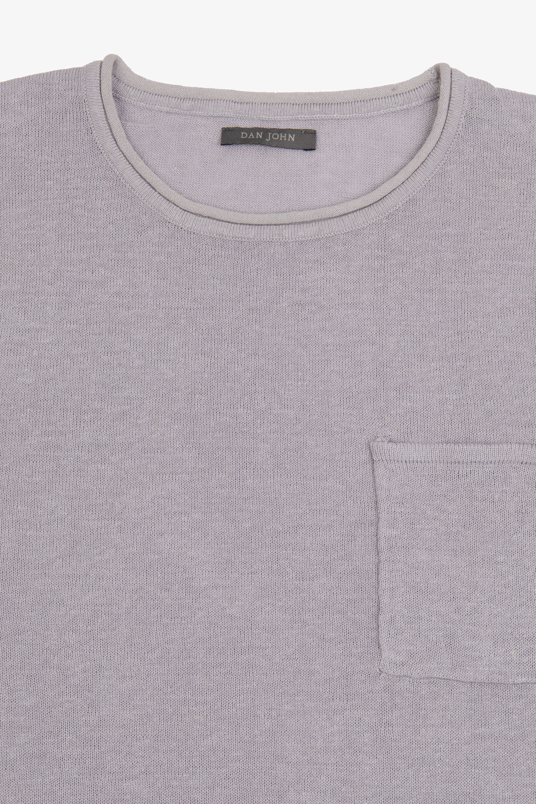 T-shirt in maglia misto lino con taschino lavanda-Dan John