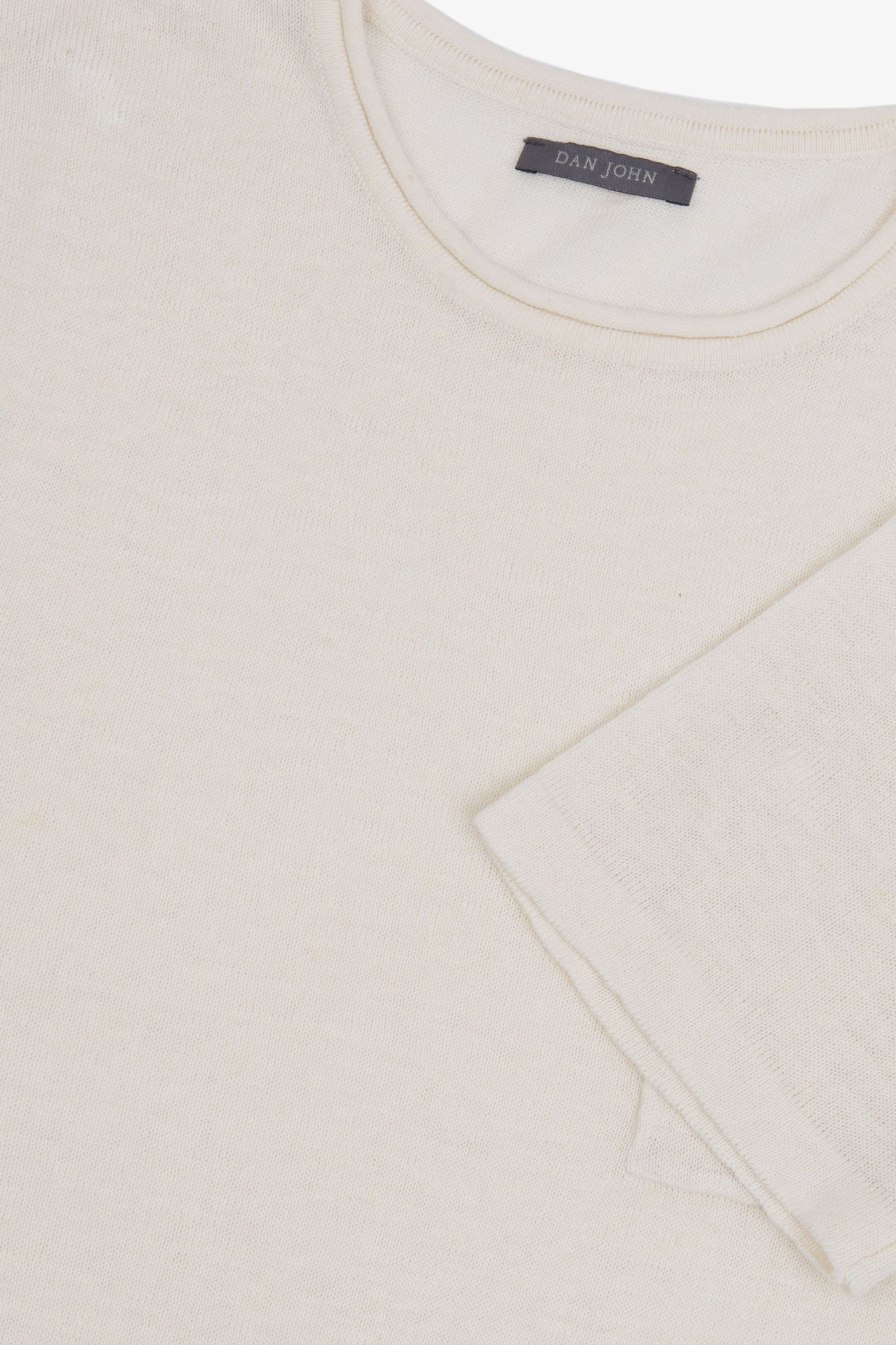 T-shirt in maglia misto lino con taschino papiro-Dan John